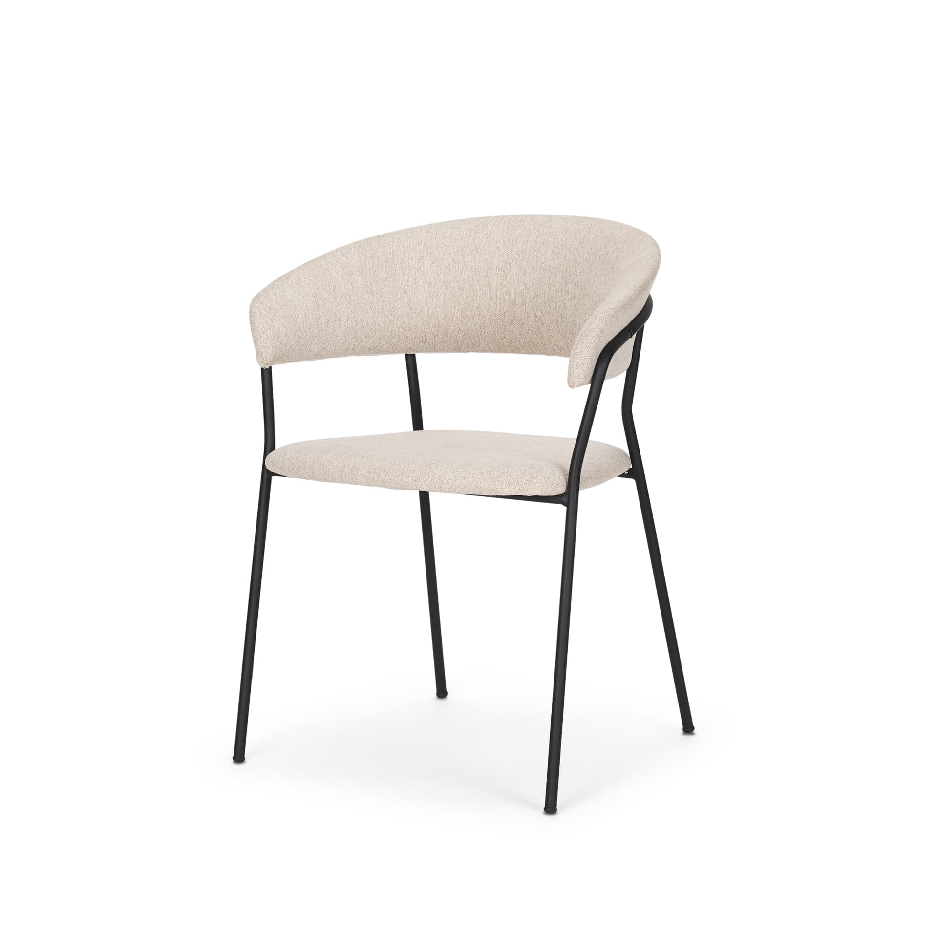 Carolyn Contoured Back Dining Side Chair | Oatmeal Fabric w/ Metal — product photograph
