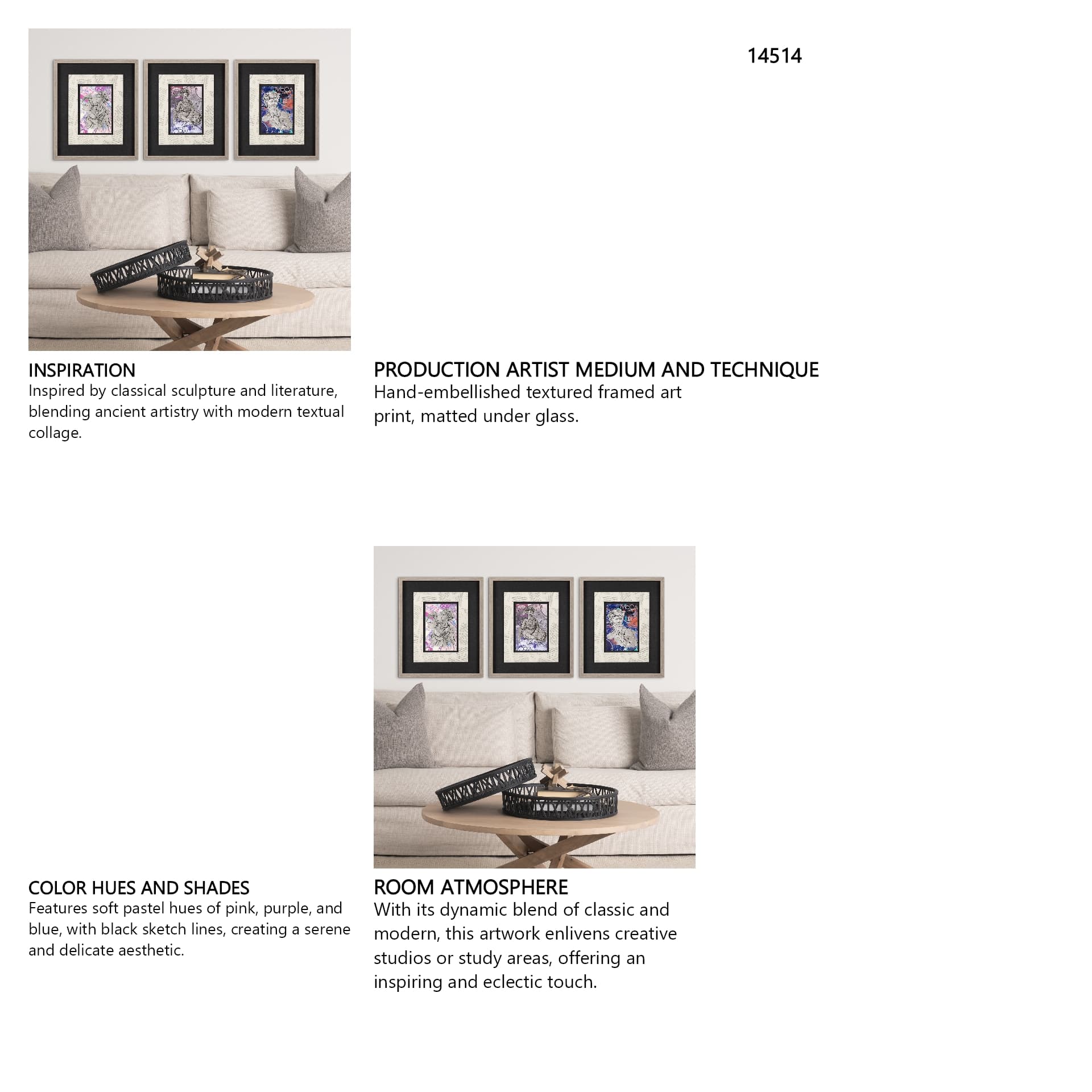 Graffiti sculpture I by Mercana Studio Hand Embellished Textured Framed Art Print Matted under Glass — in a styled room
