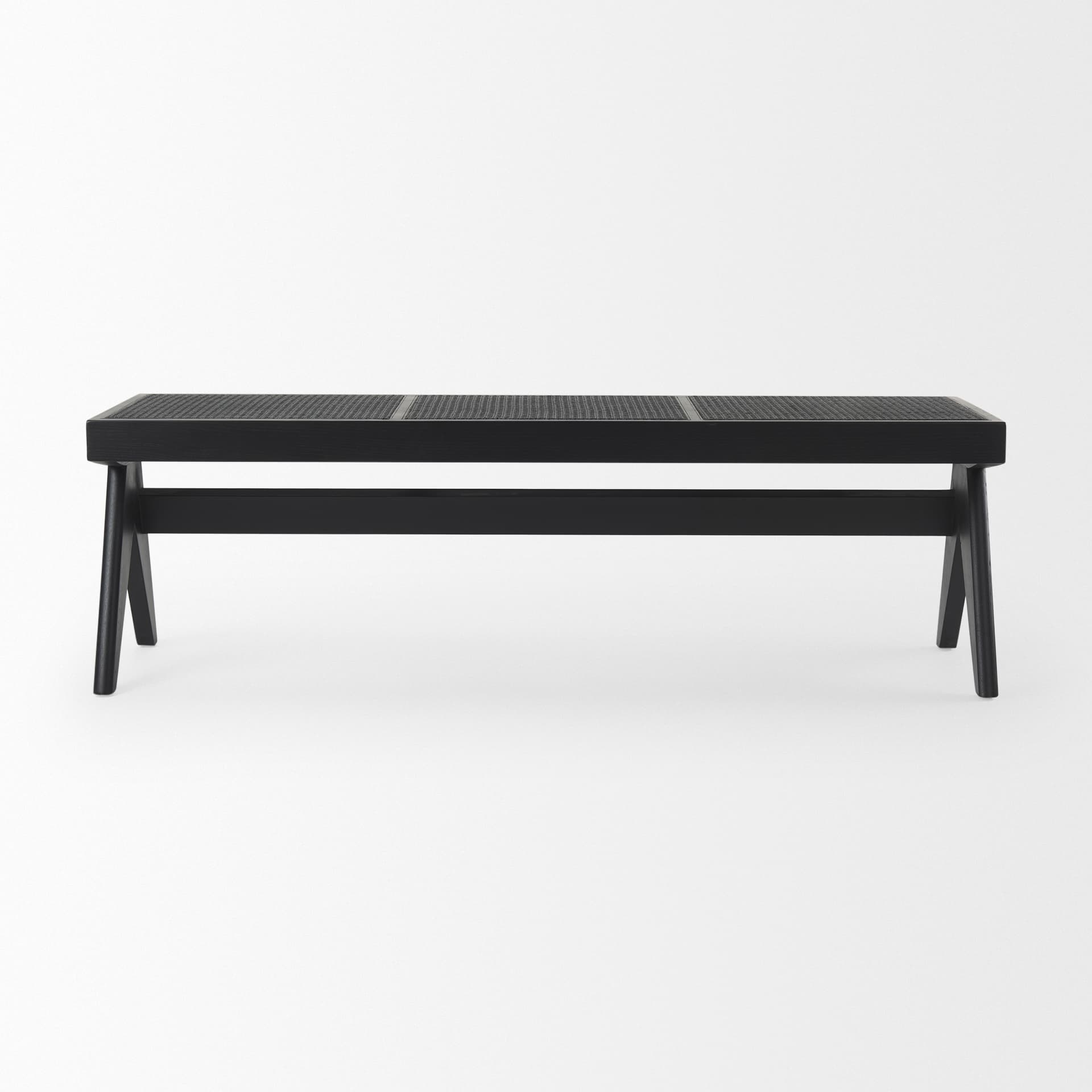 Arvin 59.1L x 17.7W x 18.1H Black Wooden Bench — product photograph