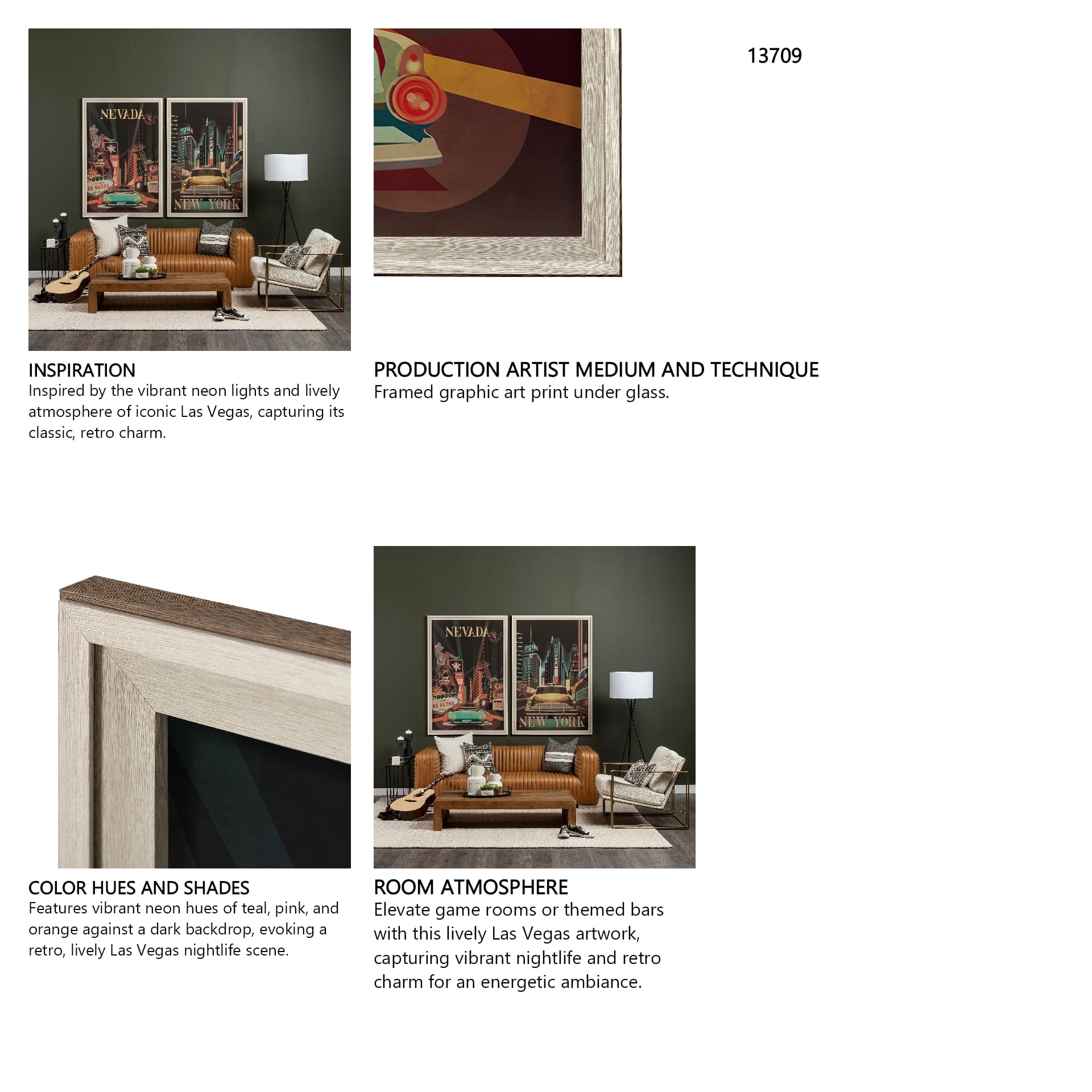 Nevada Go USA (XL) by Mercana Studio a Hand Embelished Decograph Framed Art Print under Glass — in a styled room