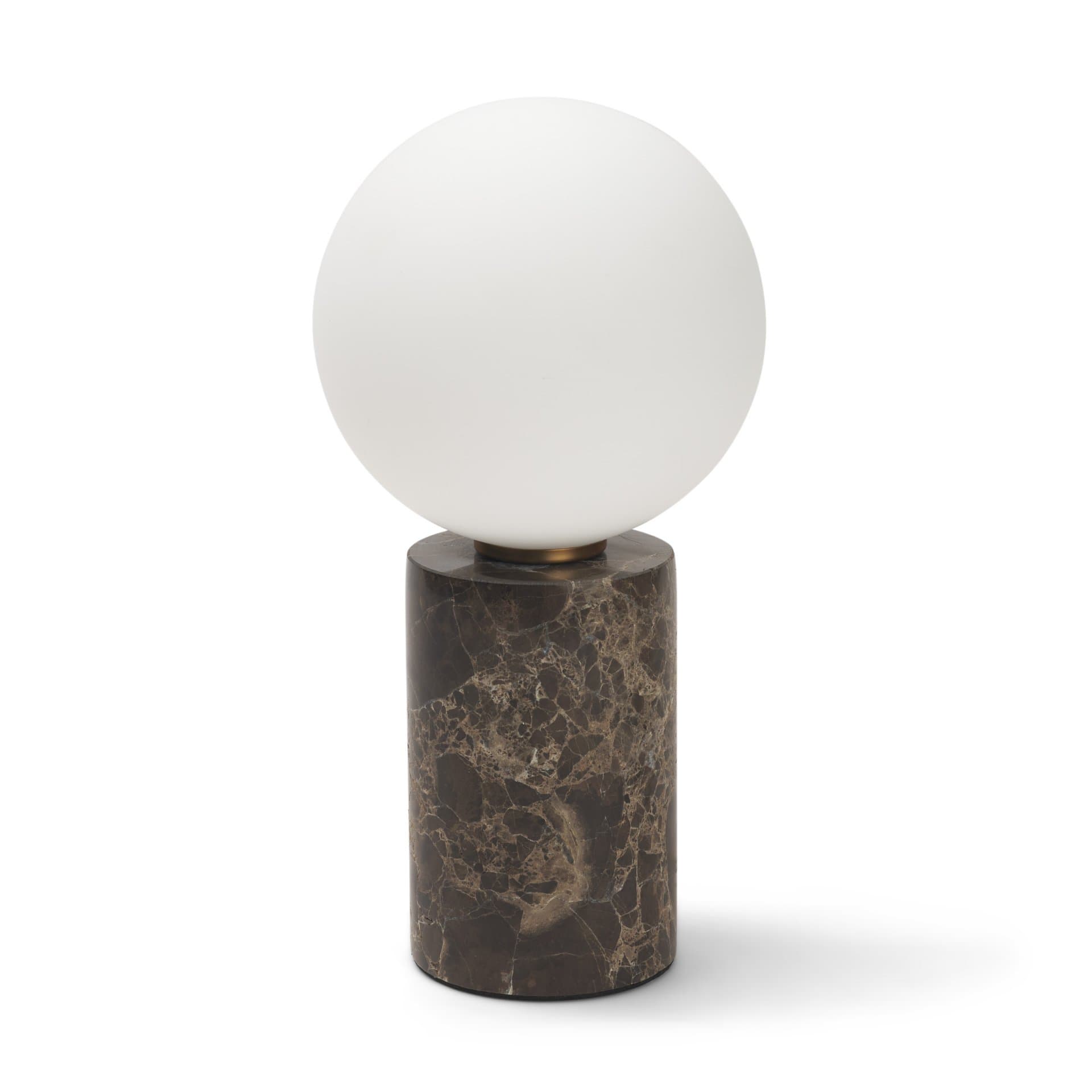 Caldo Brown Marble Base w/ Frosted Glass Globe Table Lamp — product photograph
