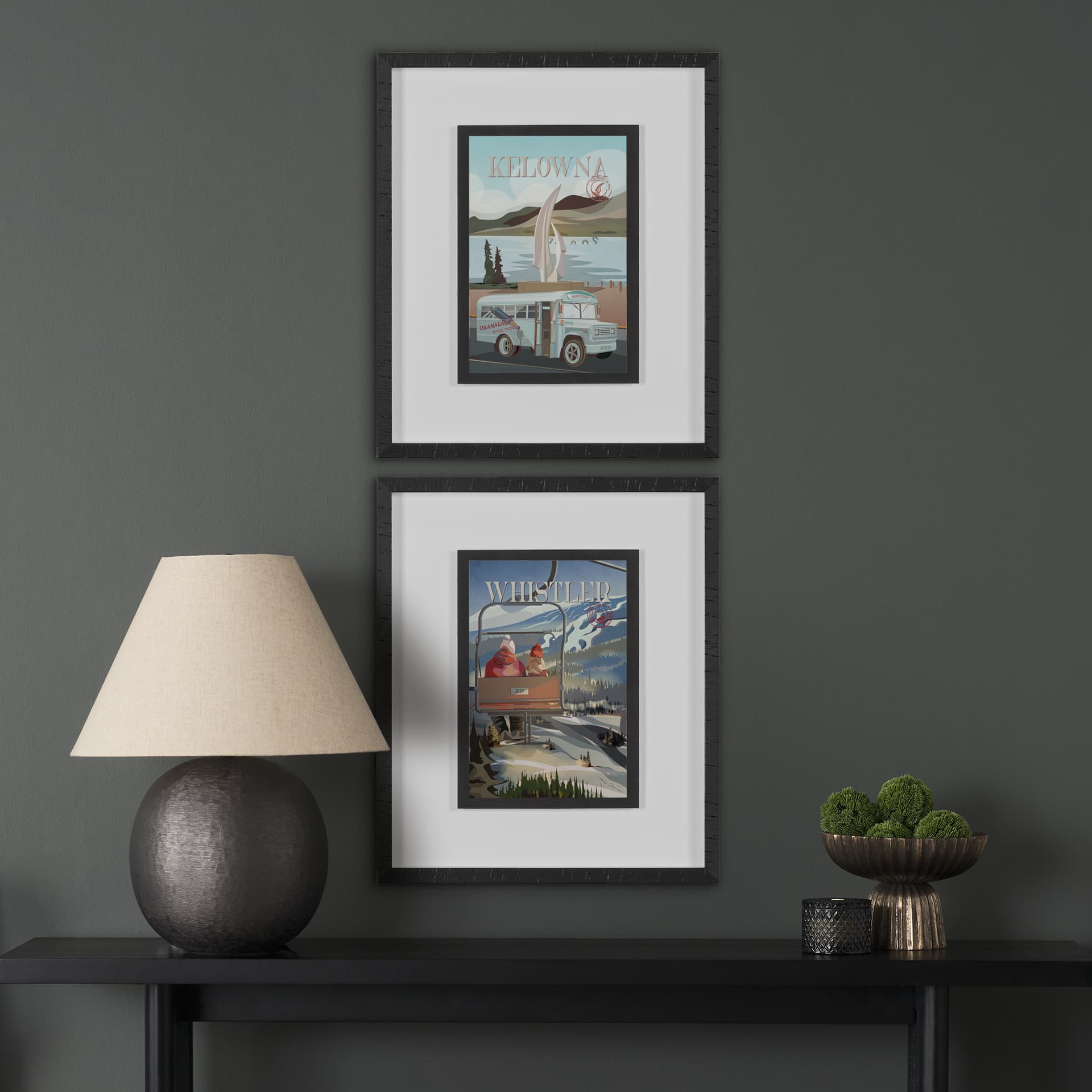 Kelowna Go Canada (M) by Mercana Studio a Hand Embellished Decograph Framed Art Print — in a styled room