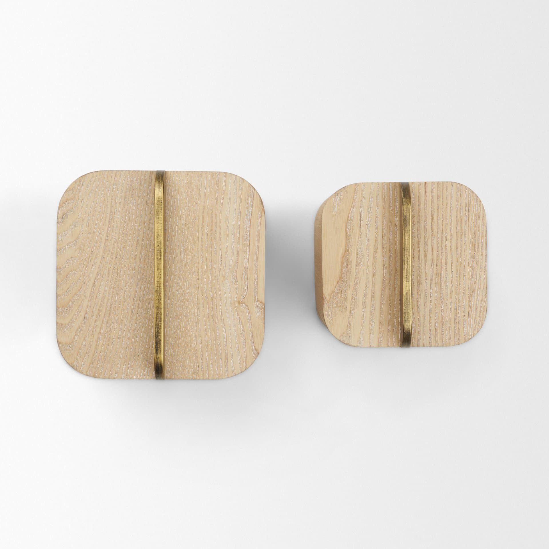 Benton White-Washed Wood w/ Brass Handle Decorative Box Set — product photograph