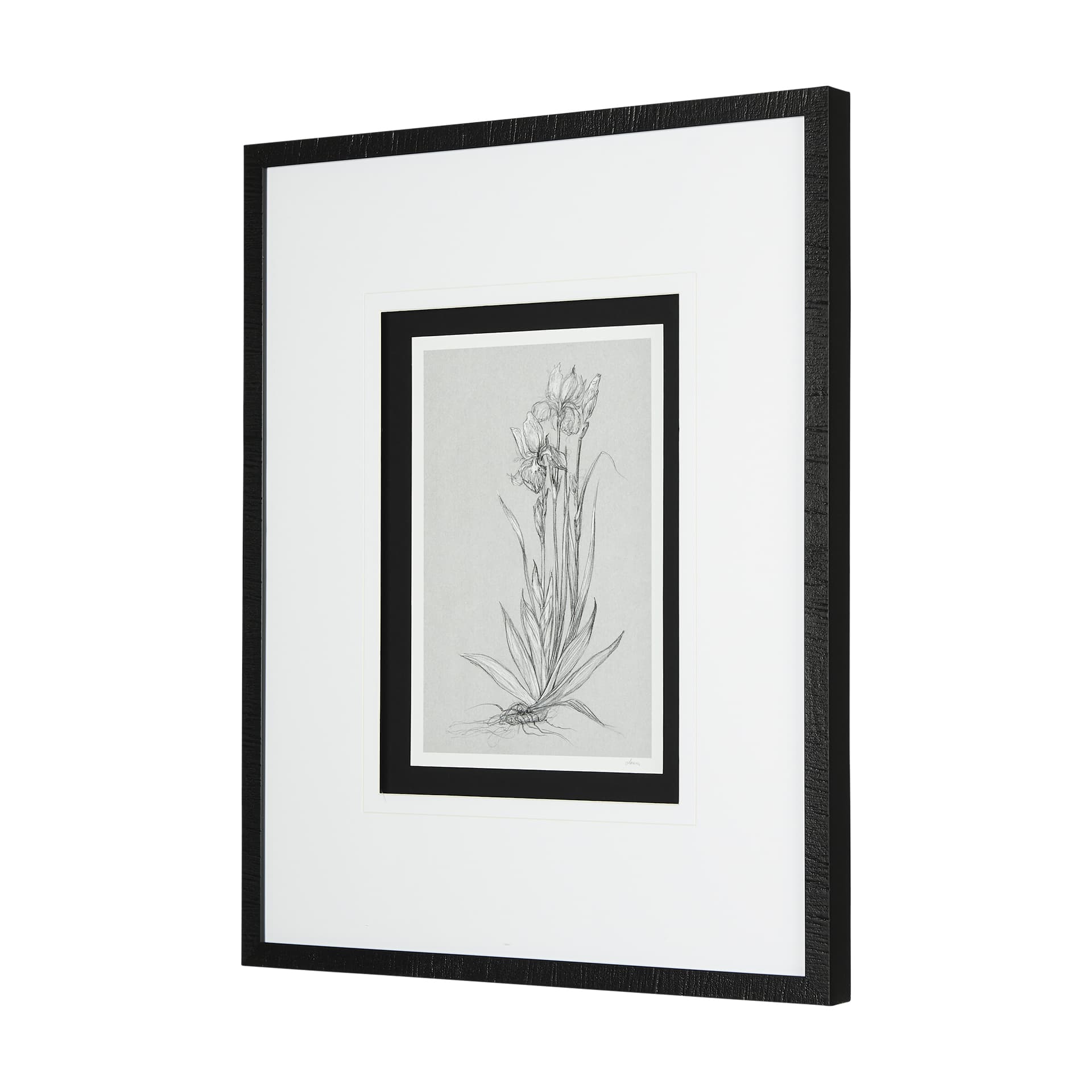 Botanical sketches IV (Grey) by Mercana Studio Hand Embellished Framed Art Print Matted under Glass — product photograph