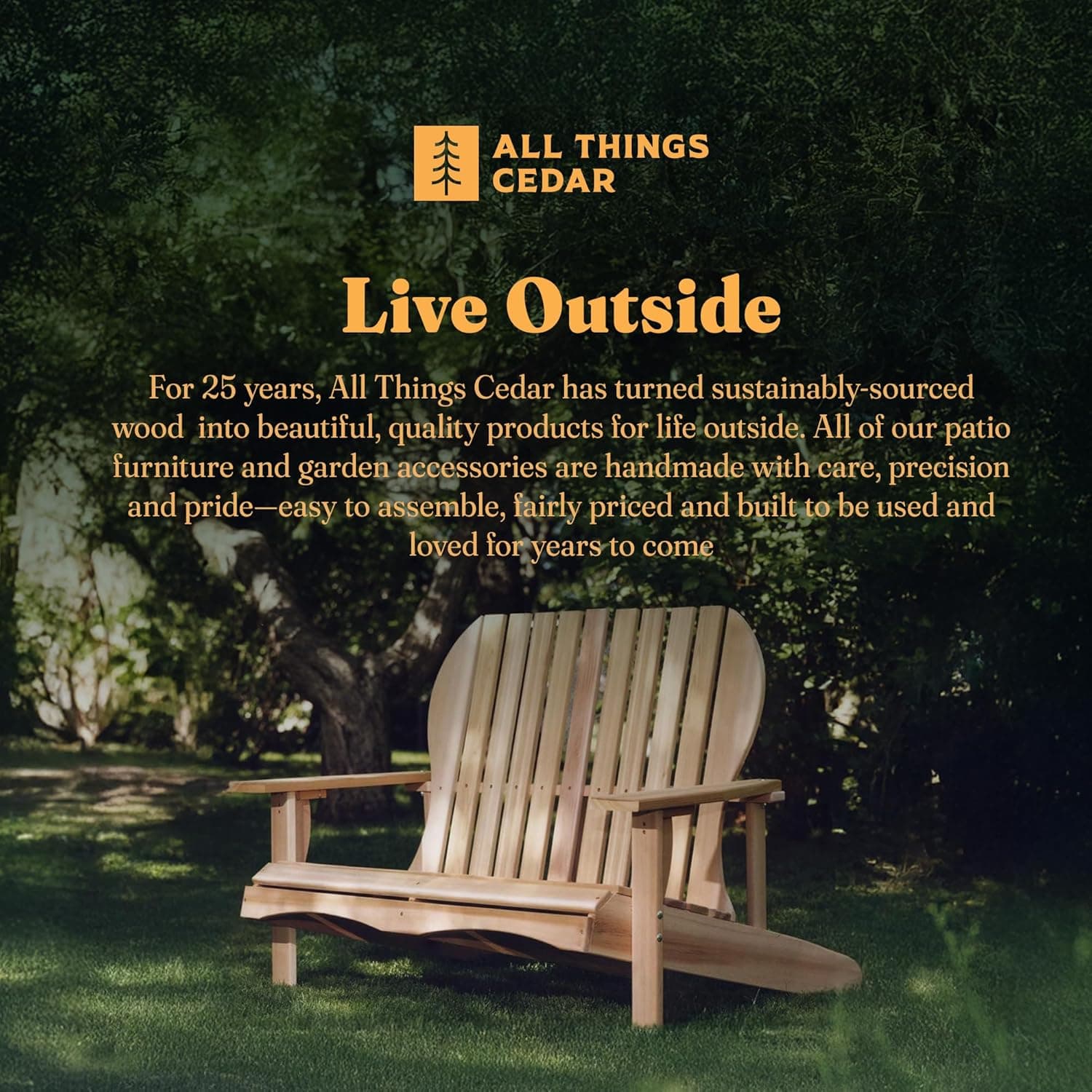 Adirondack Cedar Loveseat Bench LS48 — product photograph