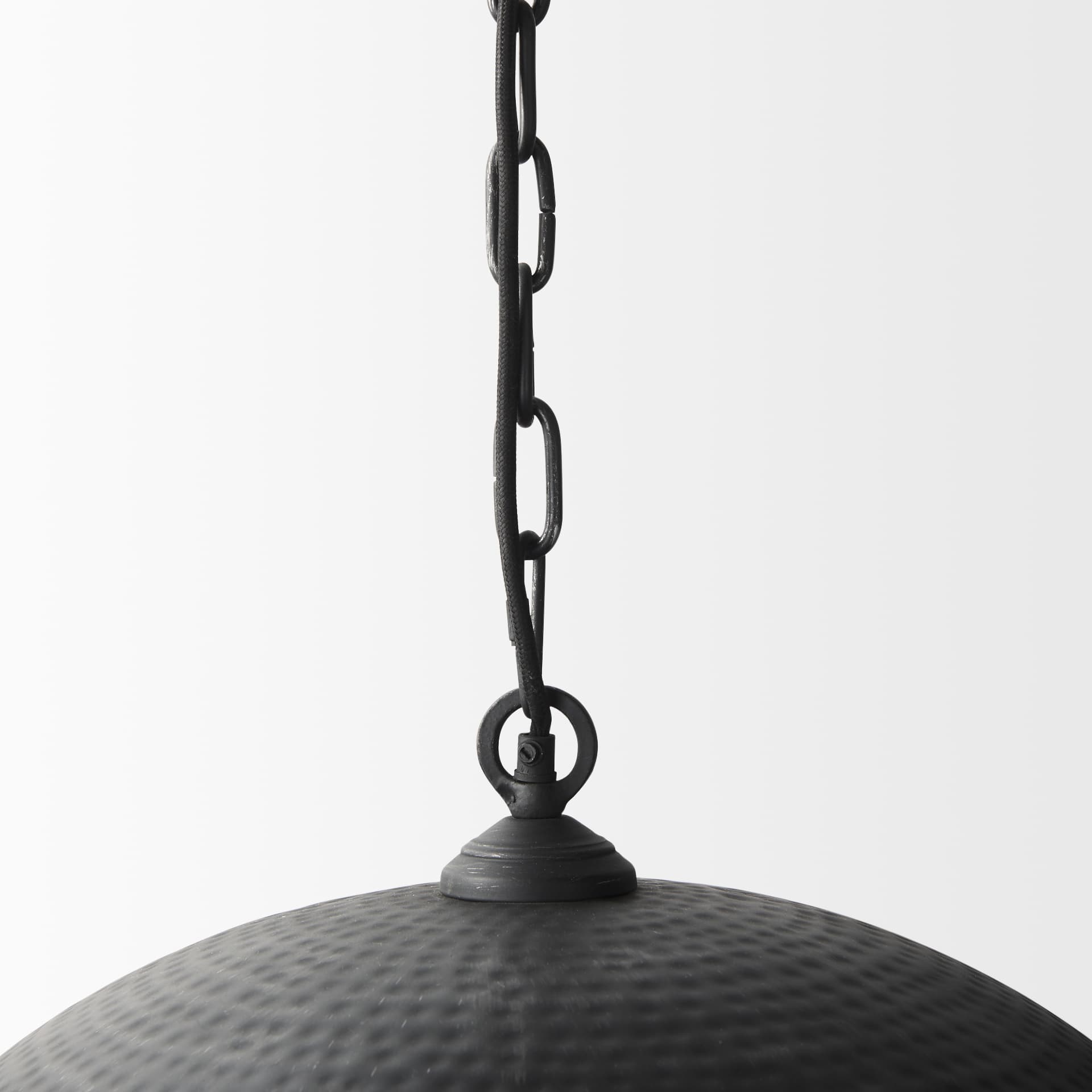 Karina 24" Round Matte Black Hammered Metal Dome Pendant Light — product photograph