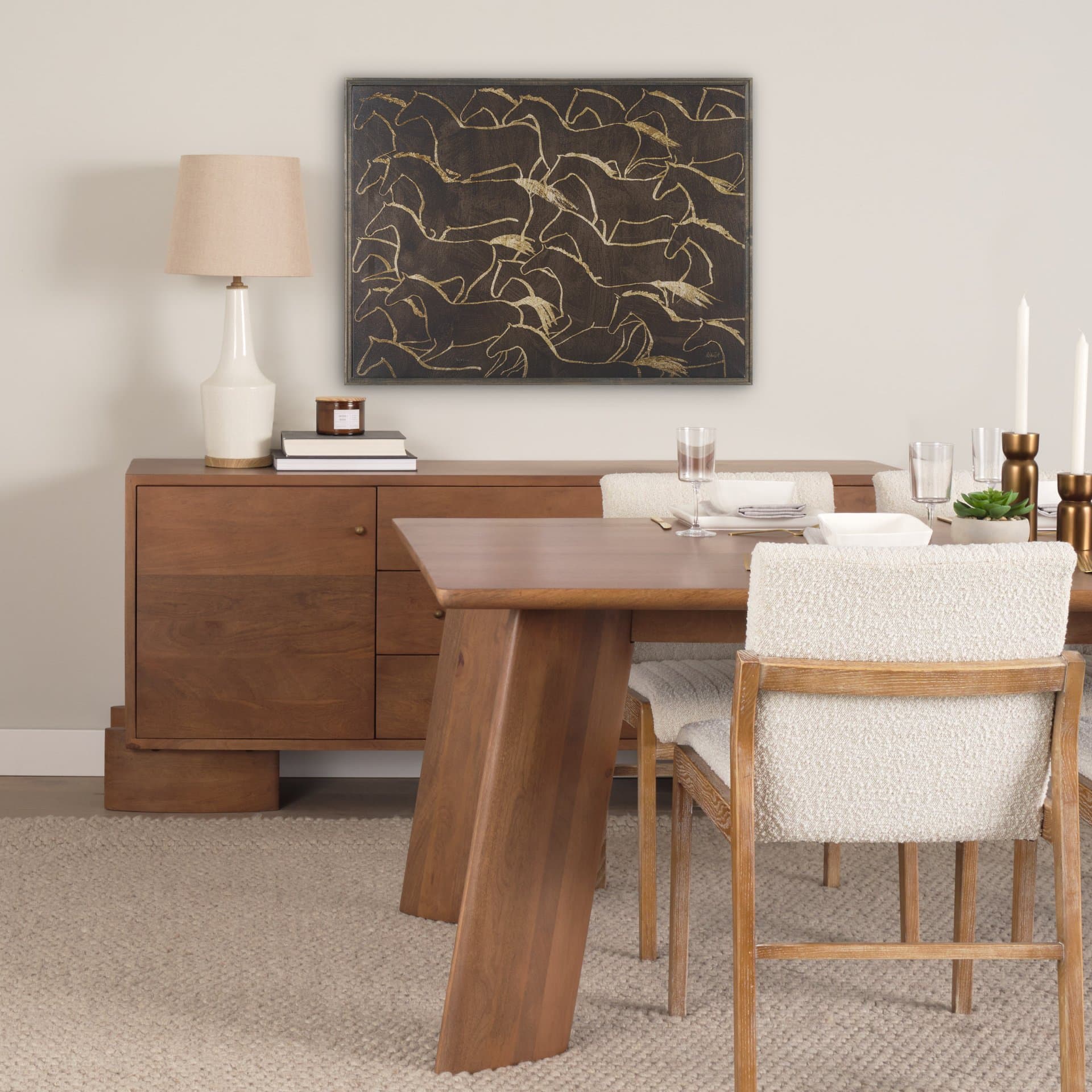 Flaxen Chestnut by Mercana Studio Hand-Embellished Textured Framed Canvas Artwork — in a styled room