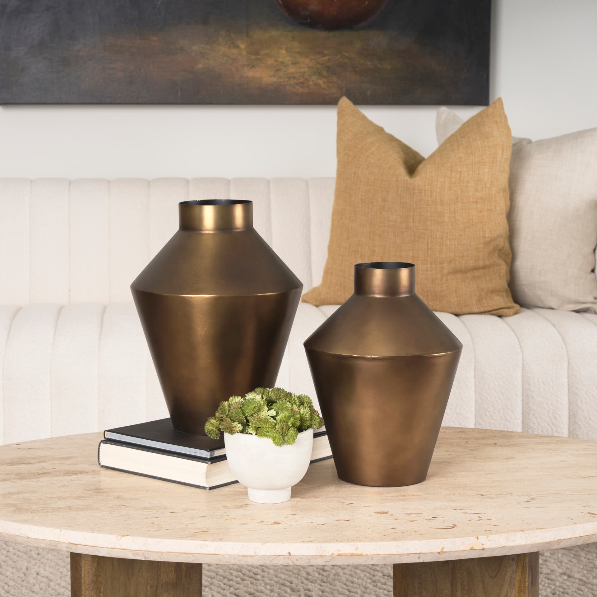 Perrin Large Brushed Gold Metal Decorative Vase — product photograph