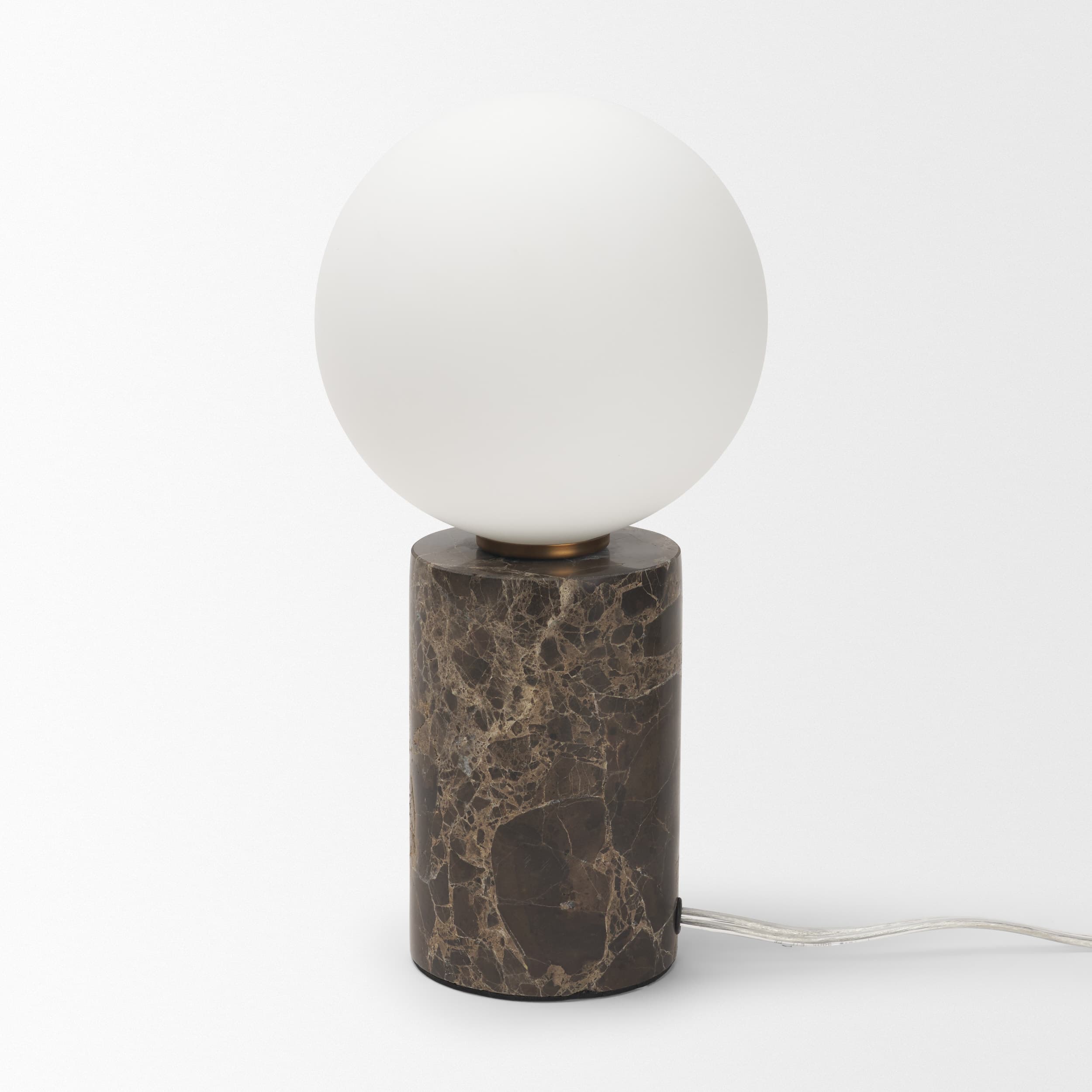 Caldo Brown Marble Base w/ Frosted Glass Globe Table Lamp — product photograph