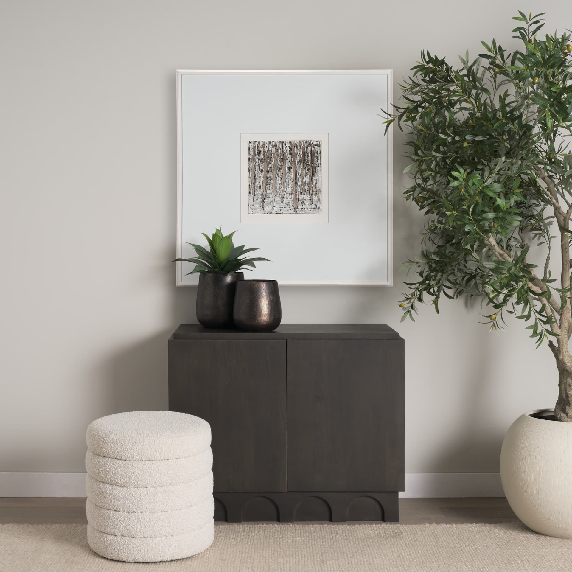 Standing Grove by Studio M a handmade Original Framed Artwork under Glass — in a styled room