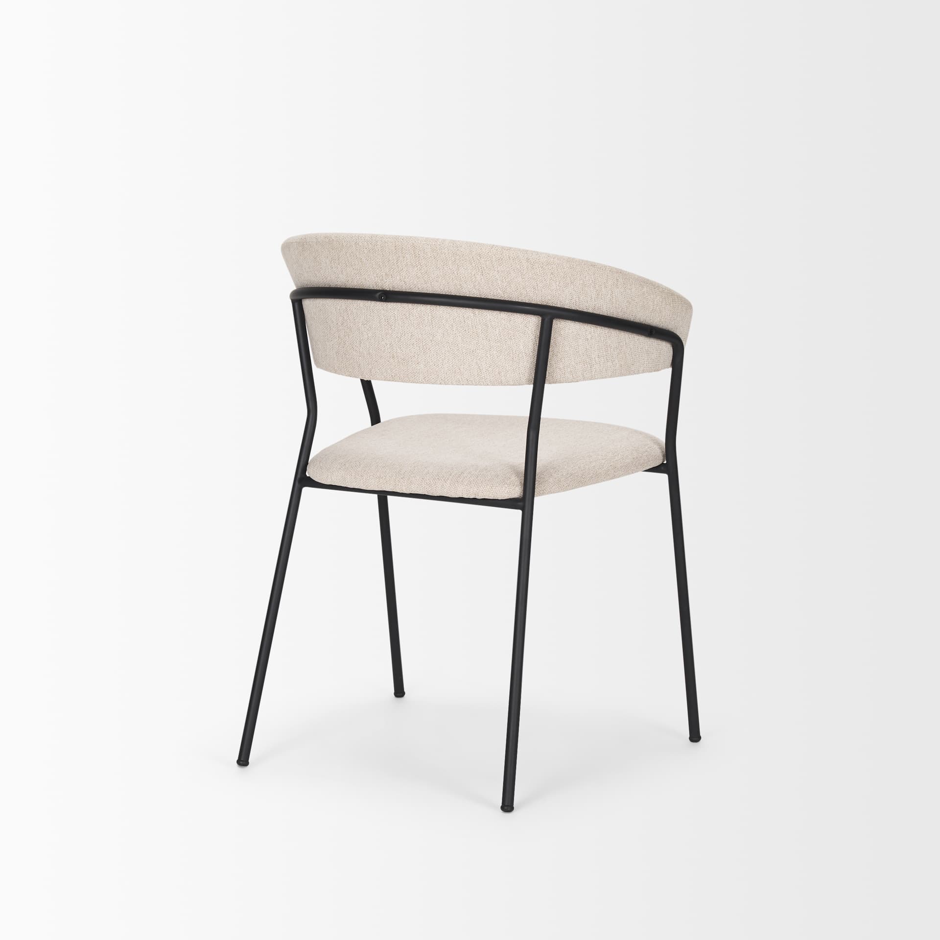 Carolyn Contoured Back Dining Side Chair | Oatmeal Fabric w/ Metal — product photograph