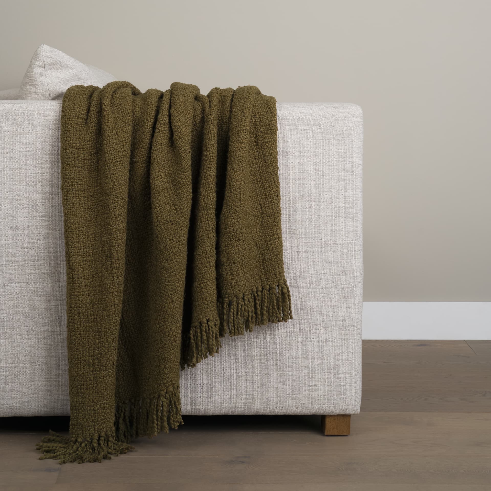 Kambal Dark Olive Green Woven Cotton Throw Blanket — product photograph