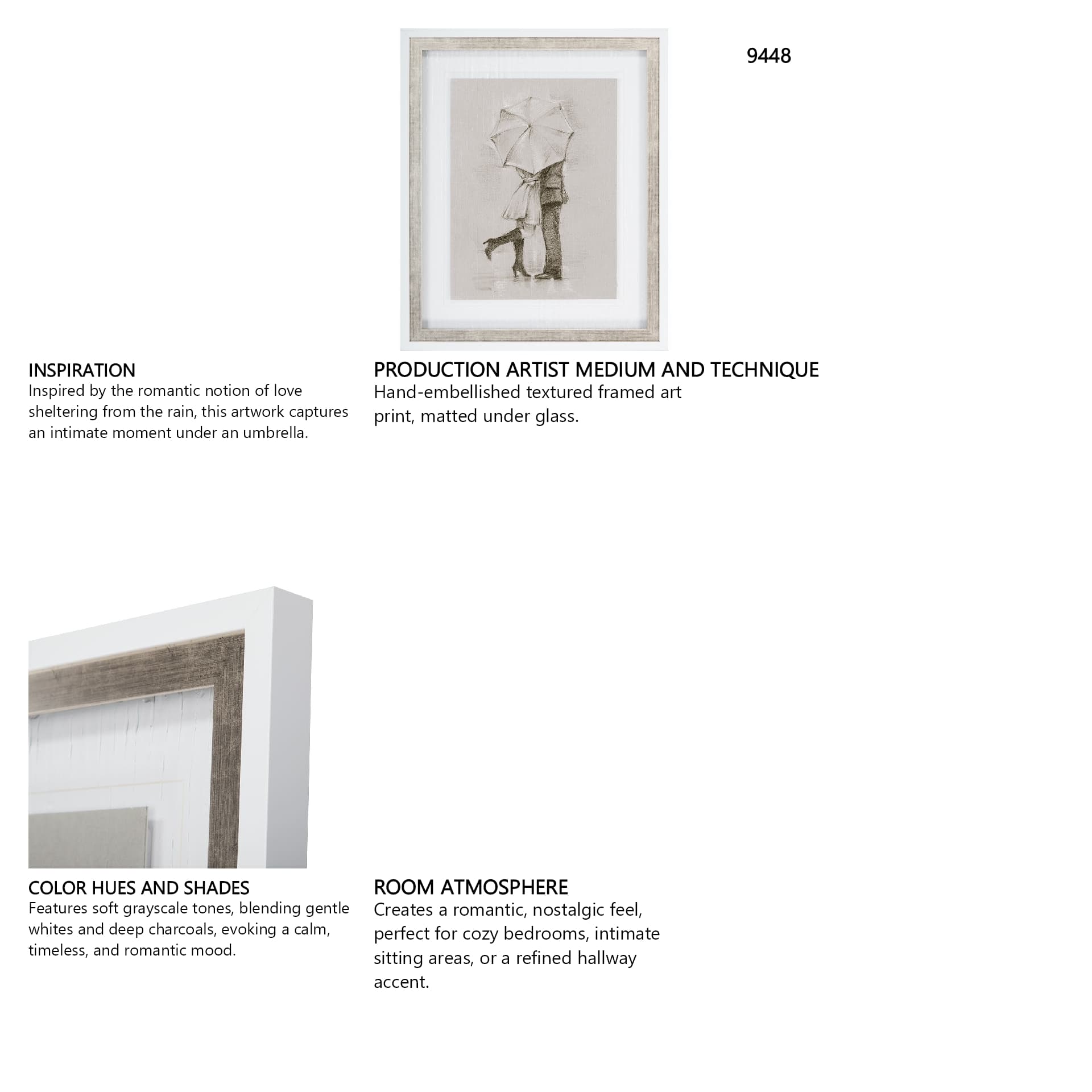 Rainy Day Rendezvous by Mercana Studio Hand Embelished Textured Framed Art Print Matted under Glass — in a styled room