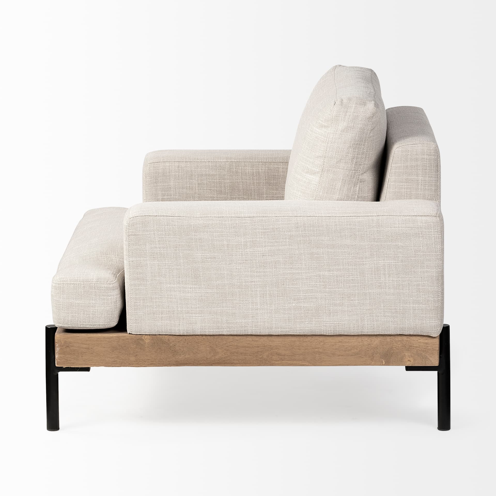 Colburne I Beige Fabric W/ Wood and Iron Frame Accent Chair — product photograph