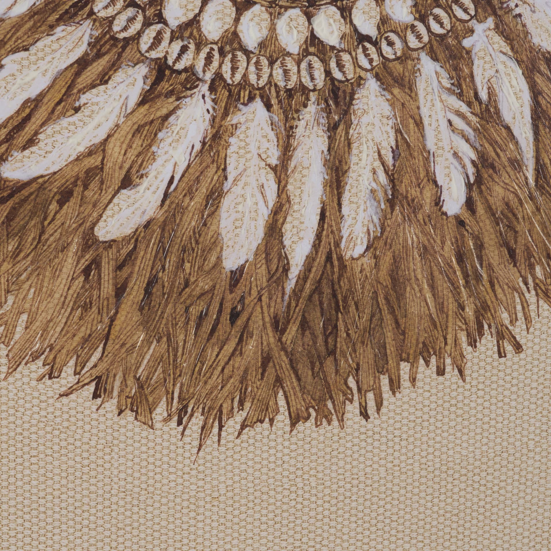 Papua Necklace II by Mercana Studio Hand-Embellished Textured Framed Artwork Matted under Glass — product photograph