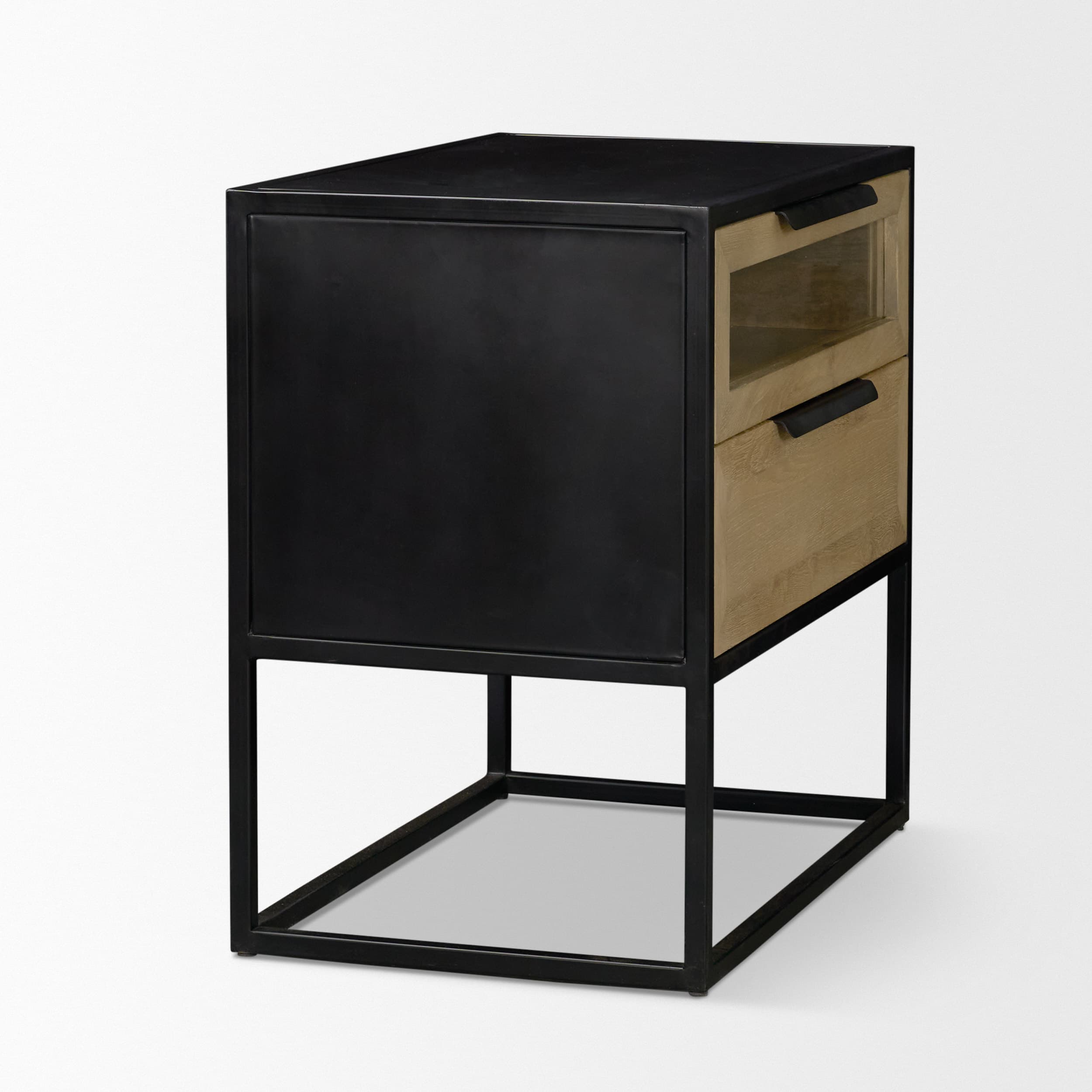 Sloan Light Brown W/ Black Metal Frame Side Table — product photograph