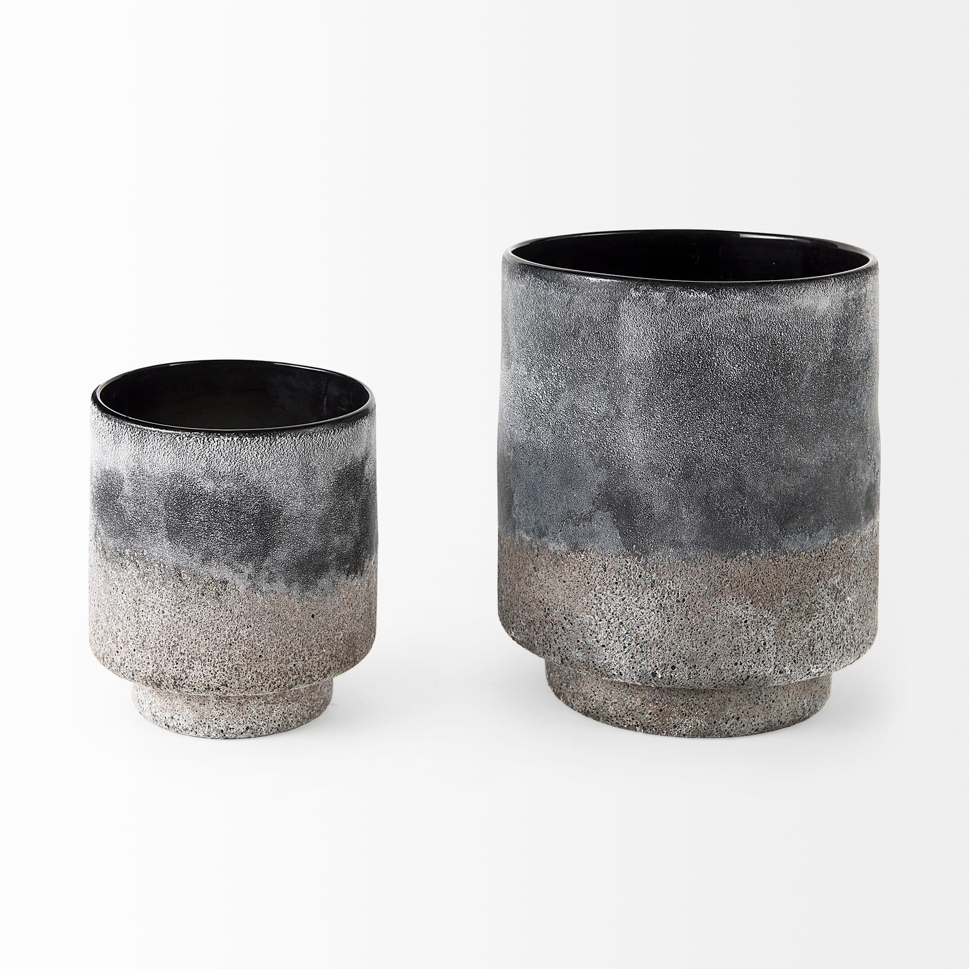 Squally 8.0L x 8.0W x 8.6H Black/Brown Glass Ombre Textured Vase — product photograph