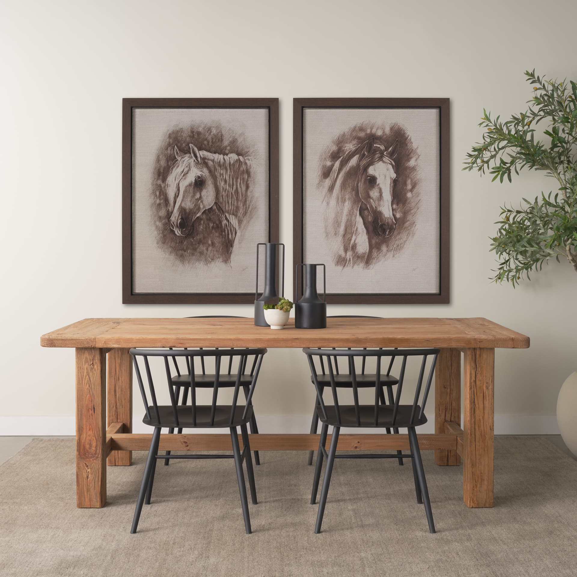 Portrait of a Thoroughbred I by Mercana Studio a Framed Art Print Matted under Glass — in a styled room