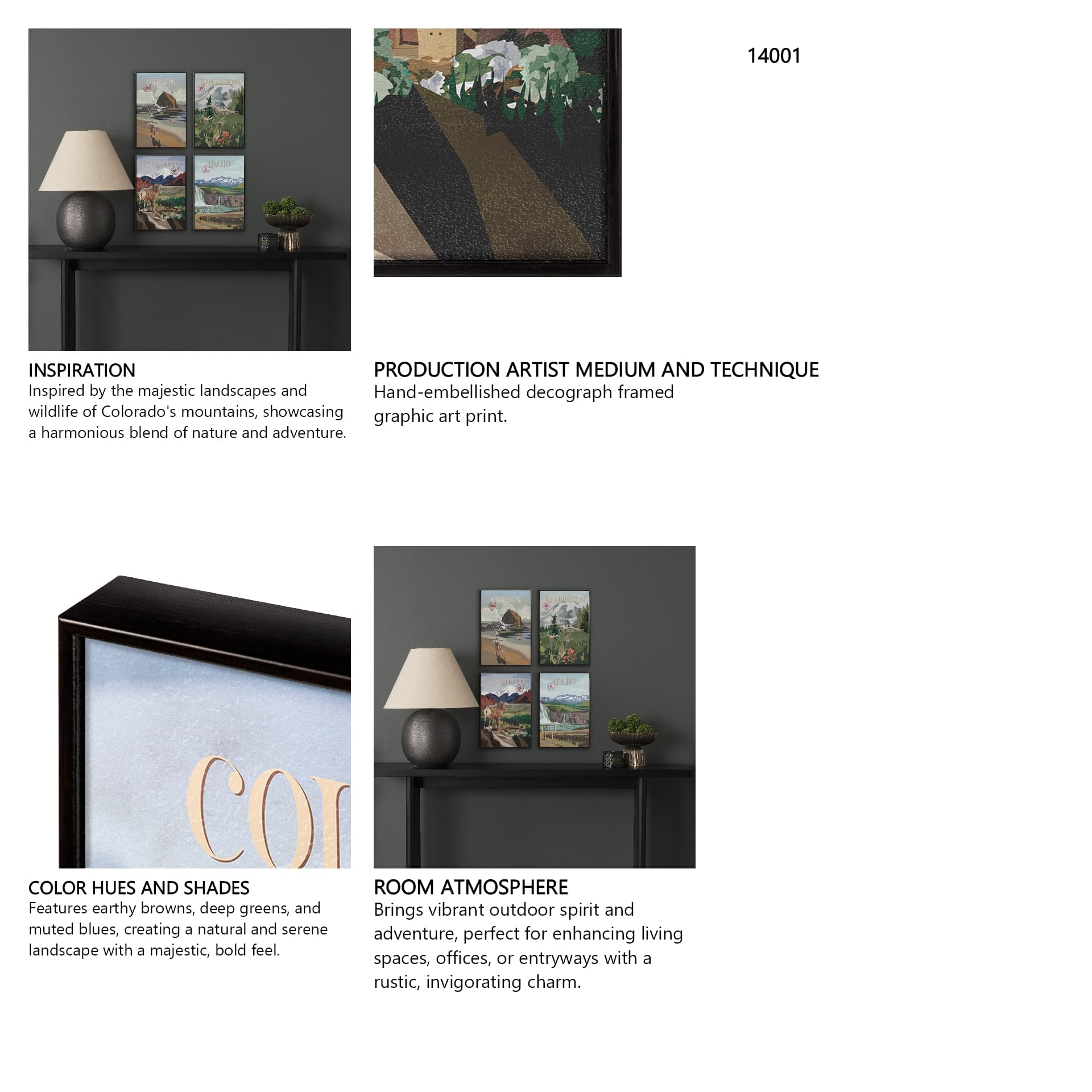 Colorado Go USA (SM) by Mercana Studio a Hand Embellished Decograph Framed Art Print — in a styled room