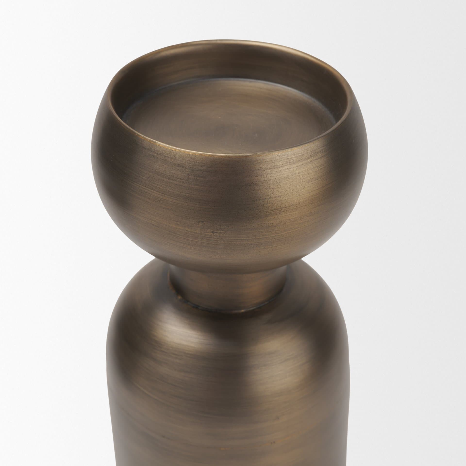 Pelar Large Antiqued Brass Stacked Pillar Candle Holder — product photograph