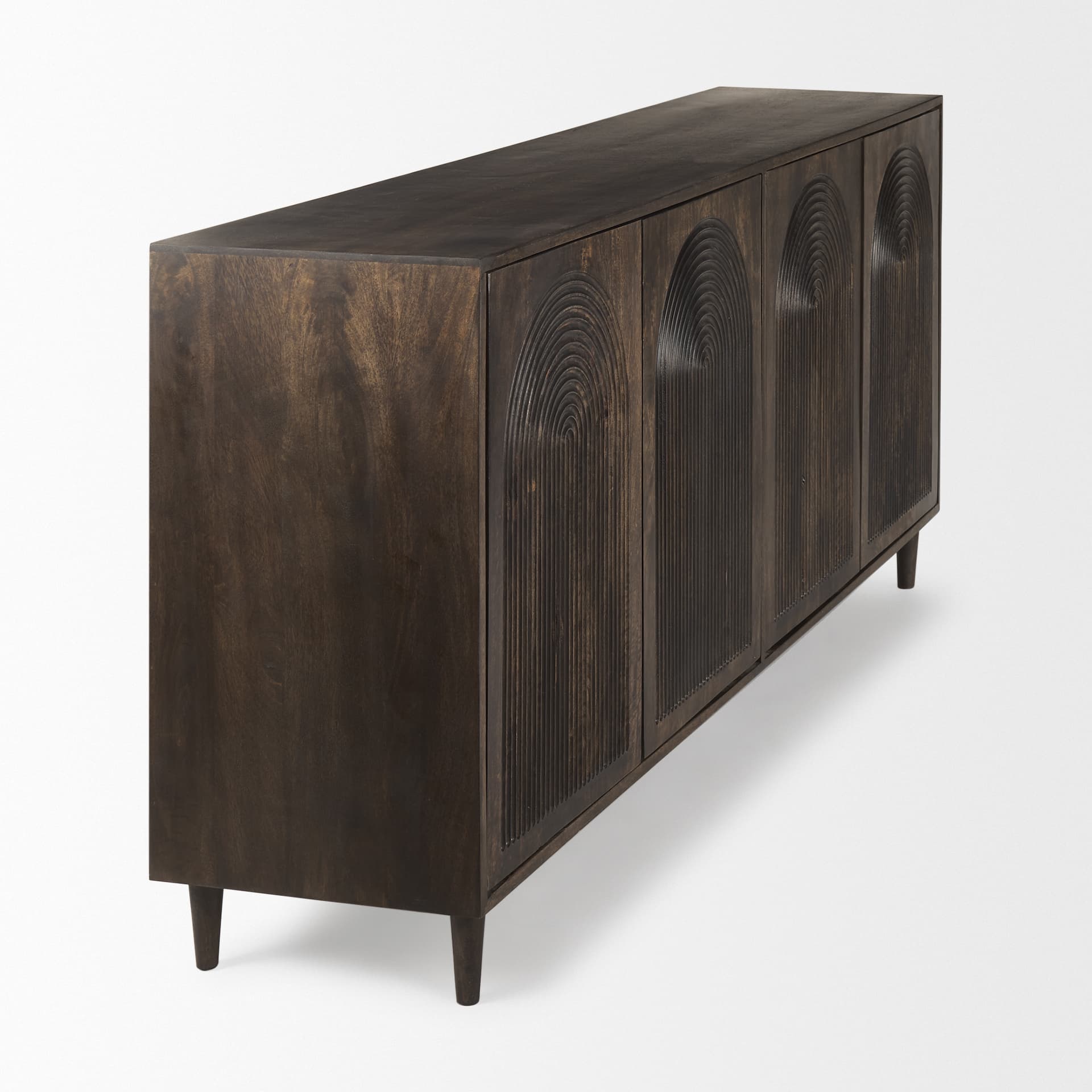 Tucker Dark Brown w/ Carved Arch Pattern 4 Door Sideboard — product photograph
