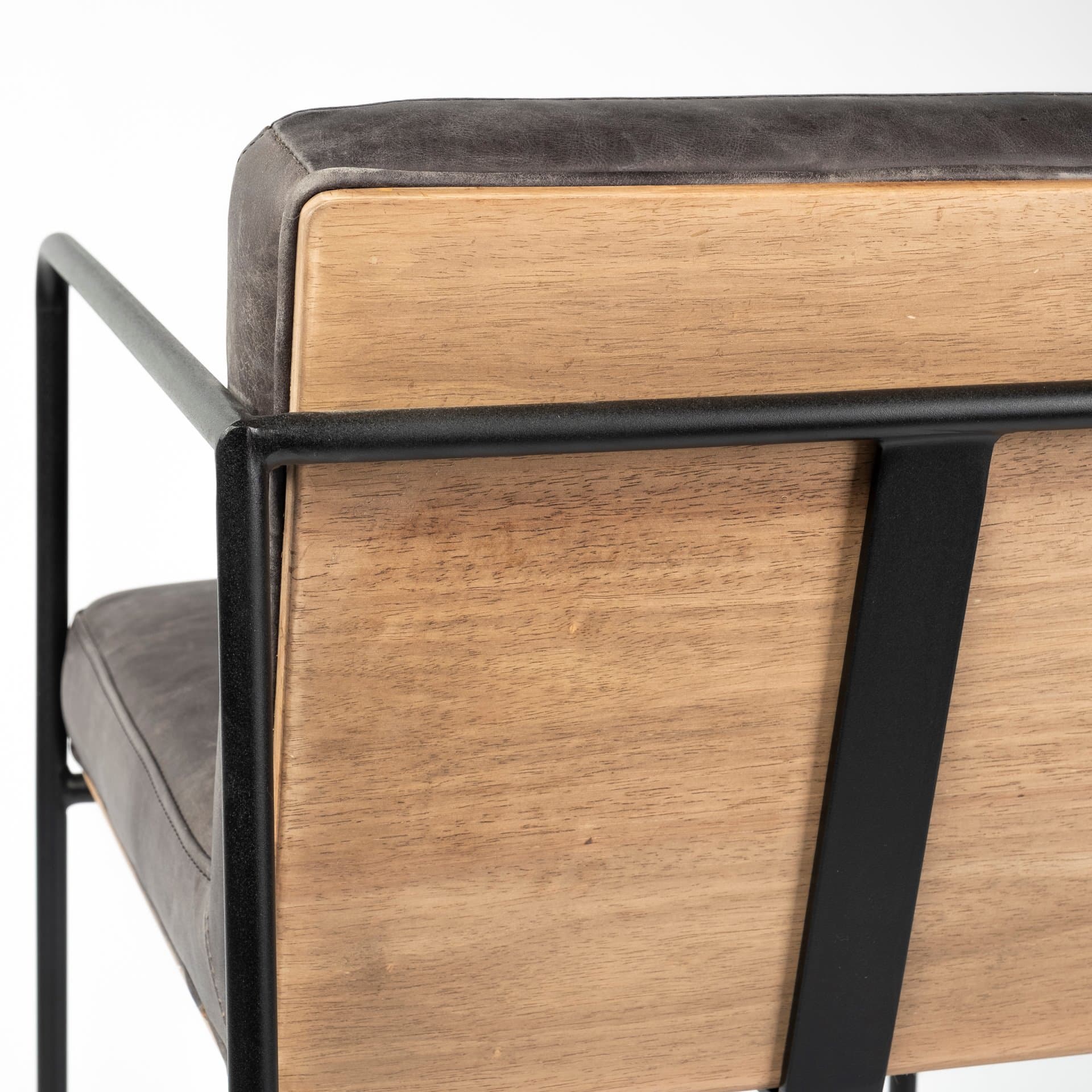 Stamford Backless 40in Seat Bar Stool | Black Leather w/ Black Metal — product photograph