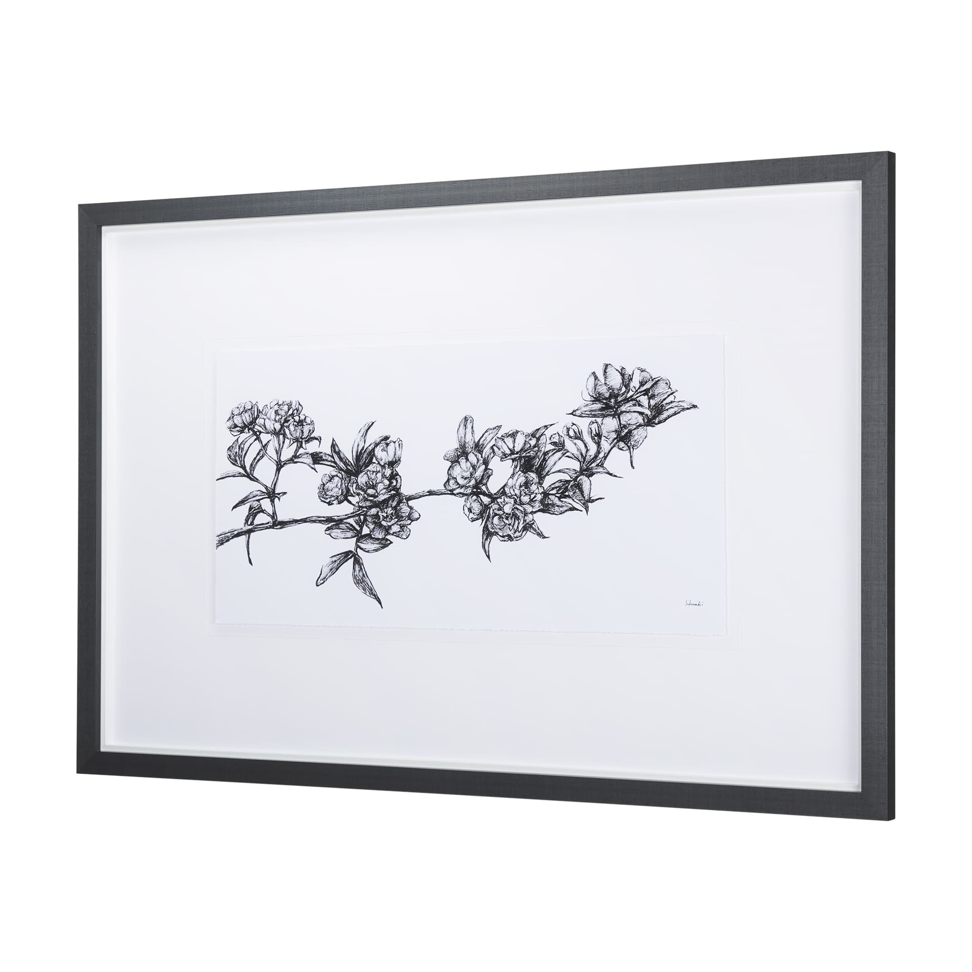 Cherry Blossom I by Mercana Studio a Hand Embellished Textured Framed Art Print Matted under Glass — product photograph