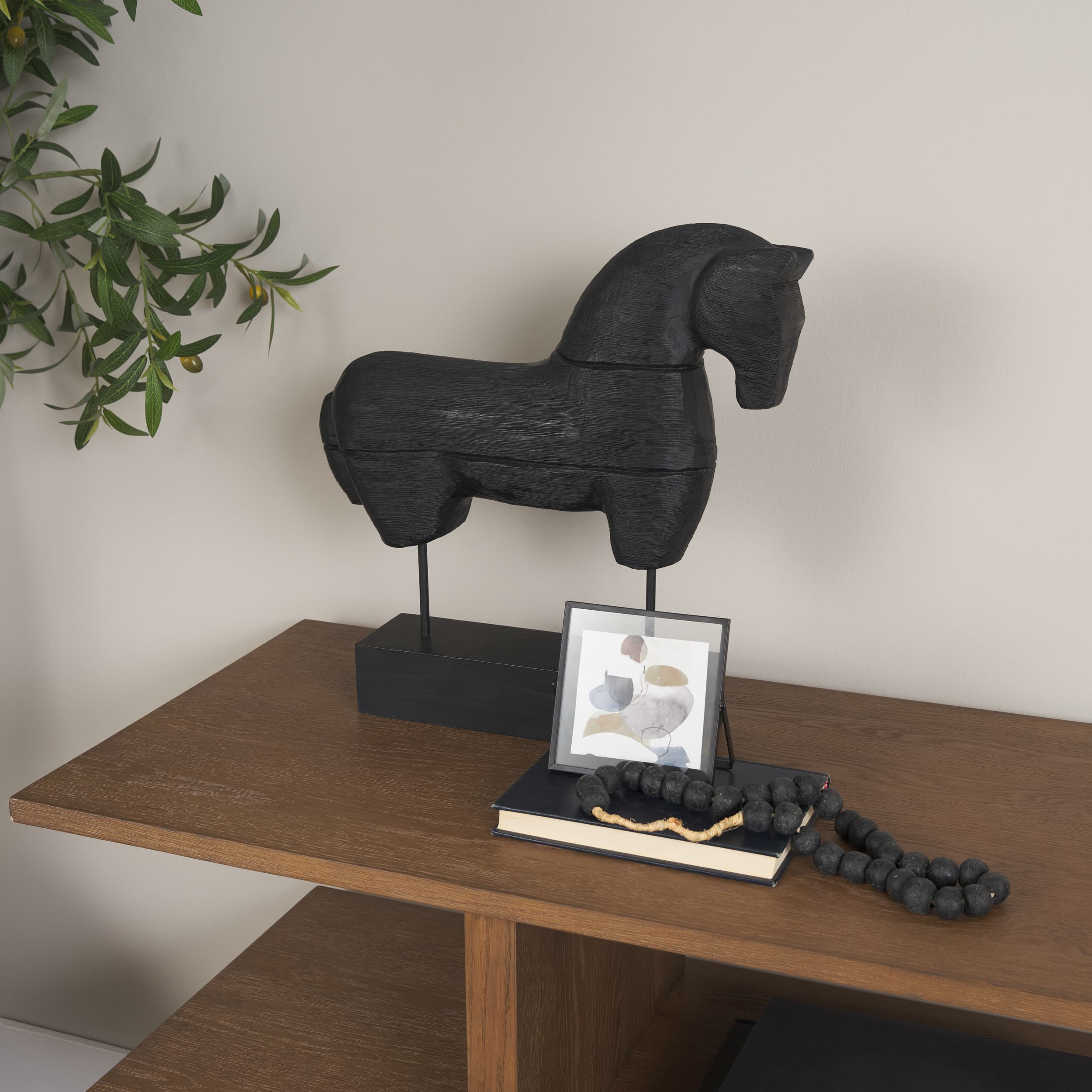 Equus Black Wooden Horse Decorative Object — product photograph