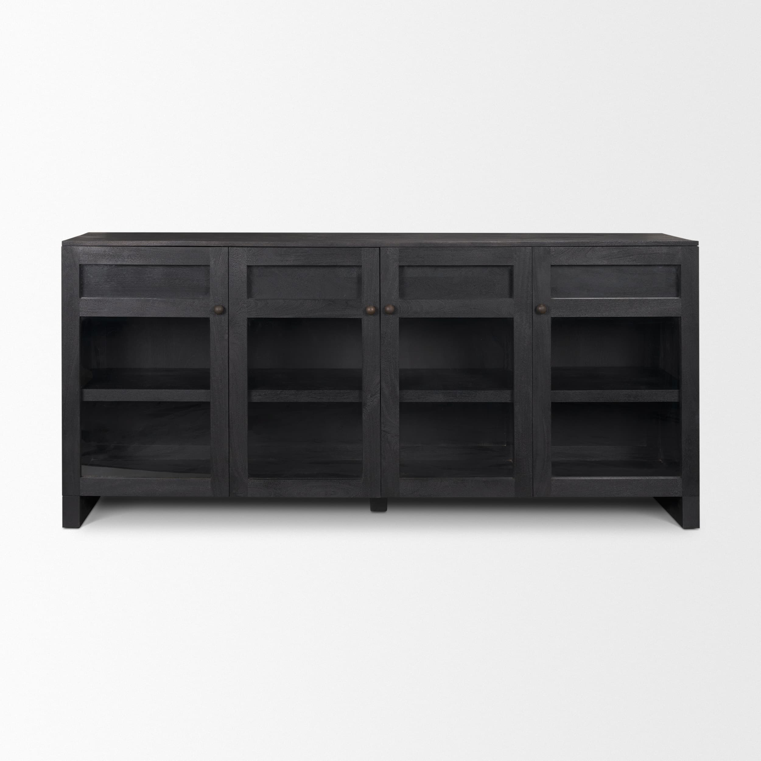 Suri Black Wood w/ Glass 4-Door Closed Sideboard — product photograph