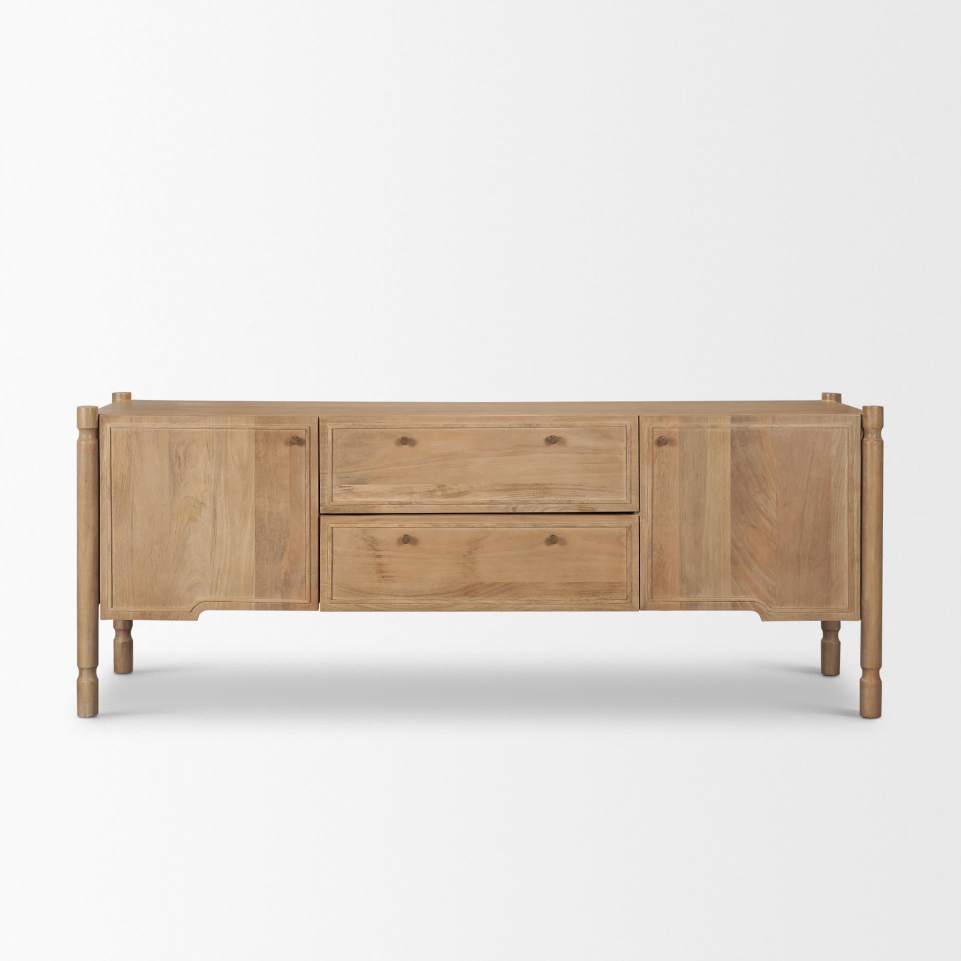 Phil Light Brown Wood 2 Door 1 Drawer w/ Pull Down Media Console — product photograph