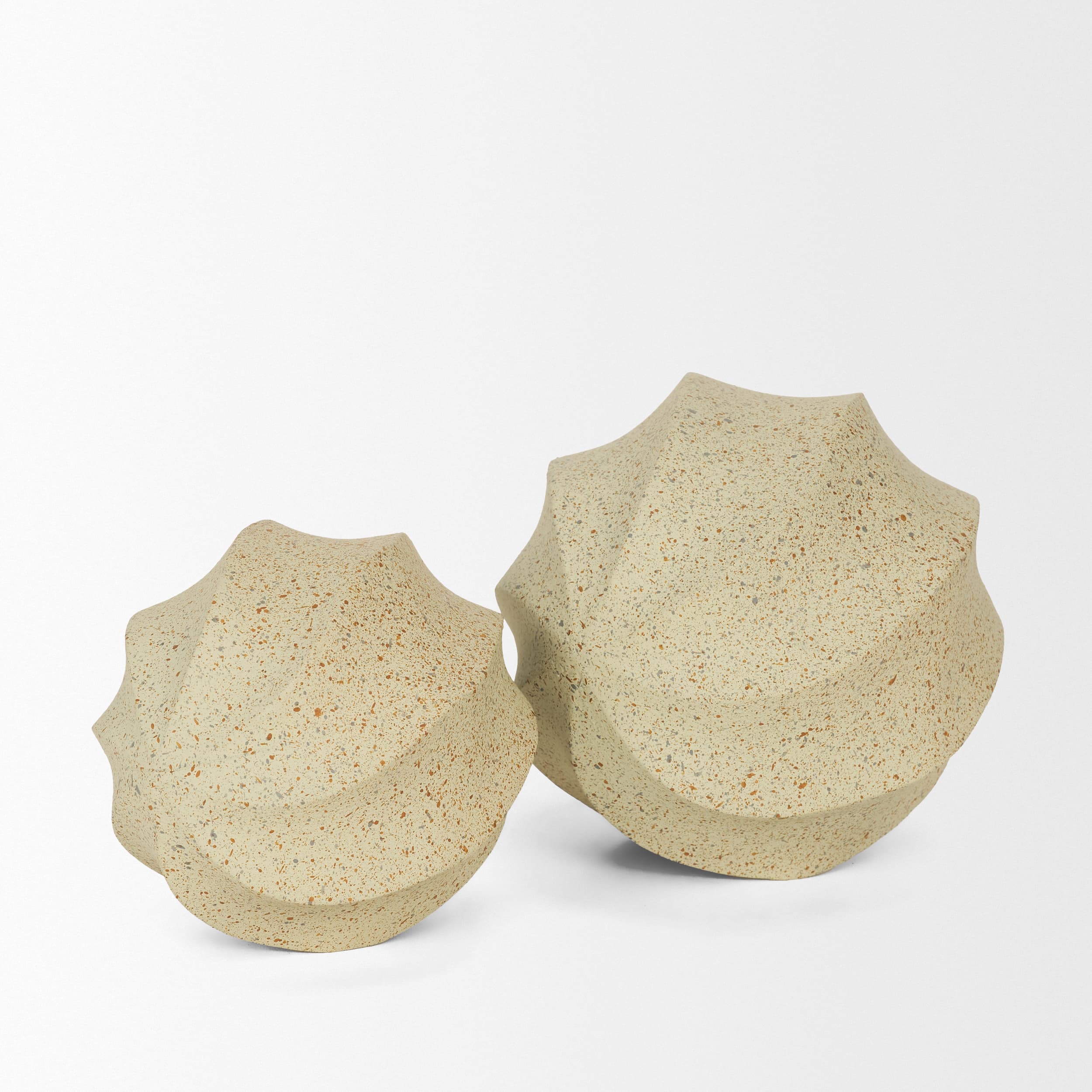 Imani Large Sculptural Textured Beige Metal Decorative Orb Object — product photograph