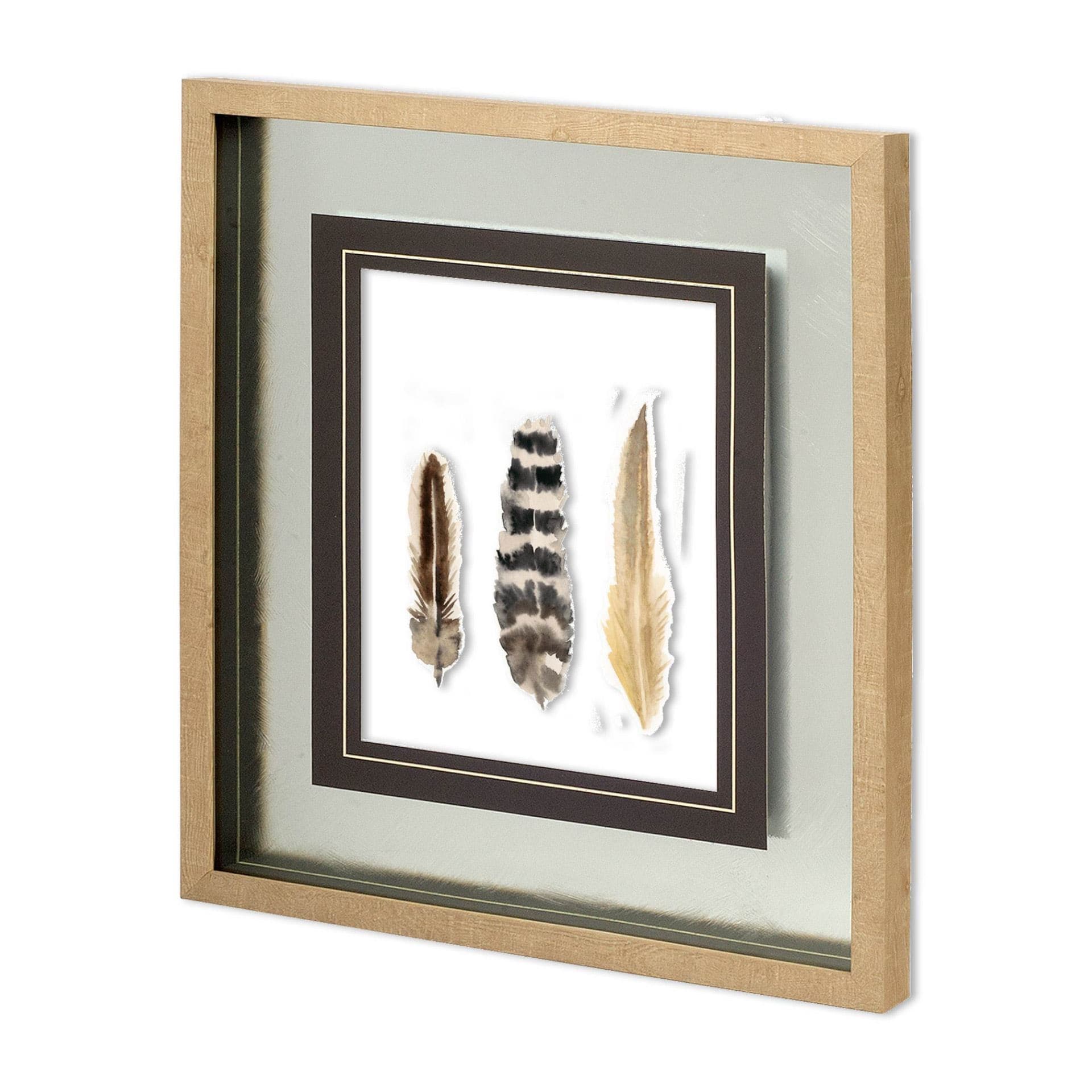 Watercolor Plumes II by Grace Popp a Hand Embellished Textured Framed Art Print Matted under Glass — product photograph