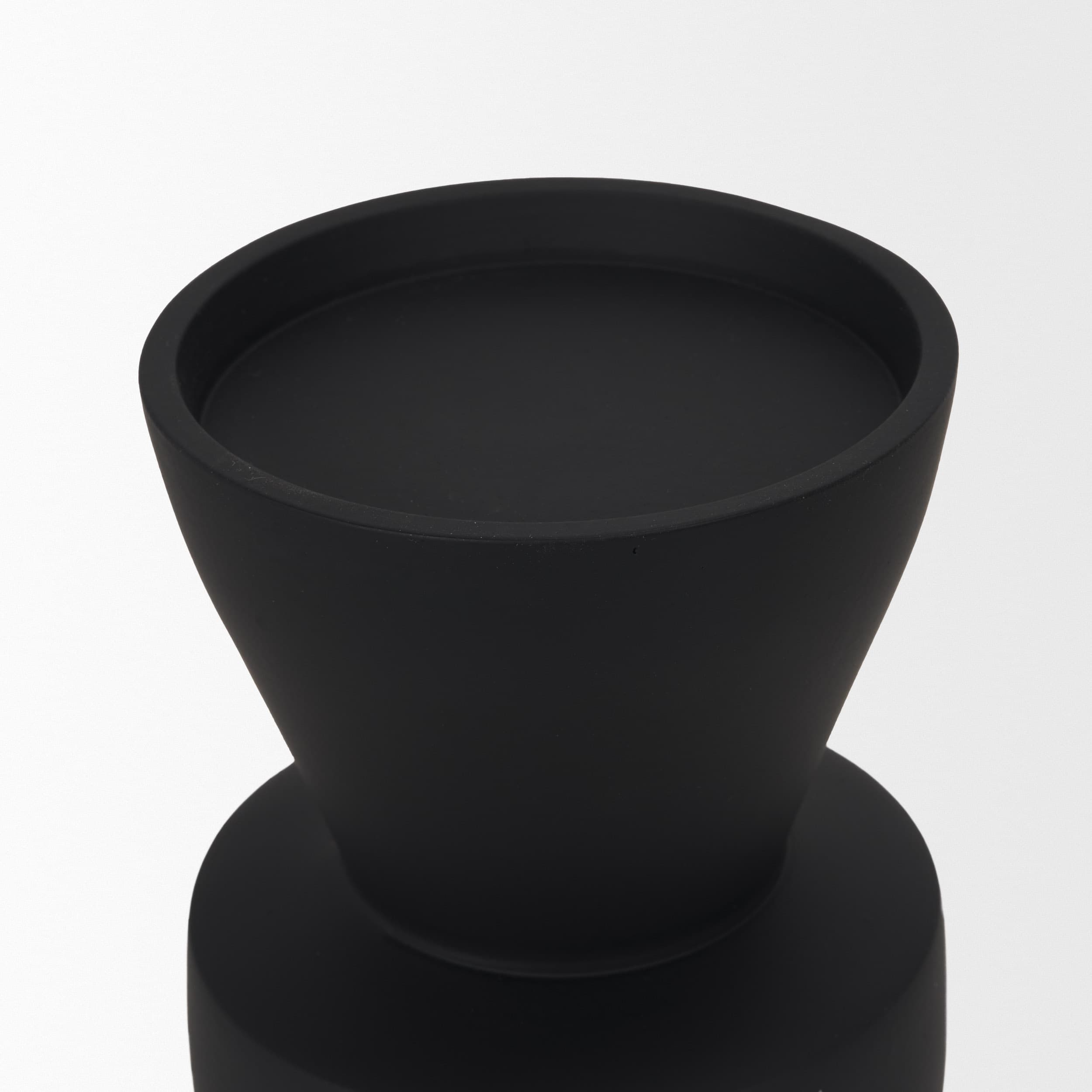 Odilia Small Smooth Matte Black Metal Geometric Pillar Candle Holder — product photograph