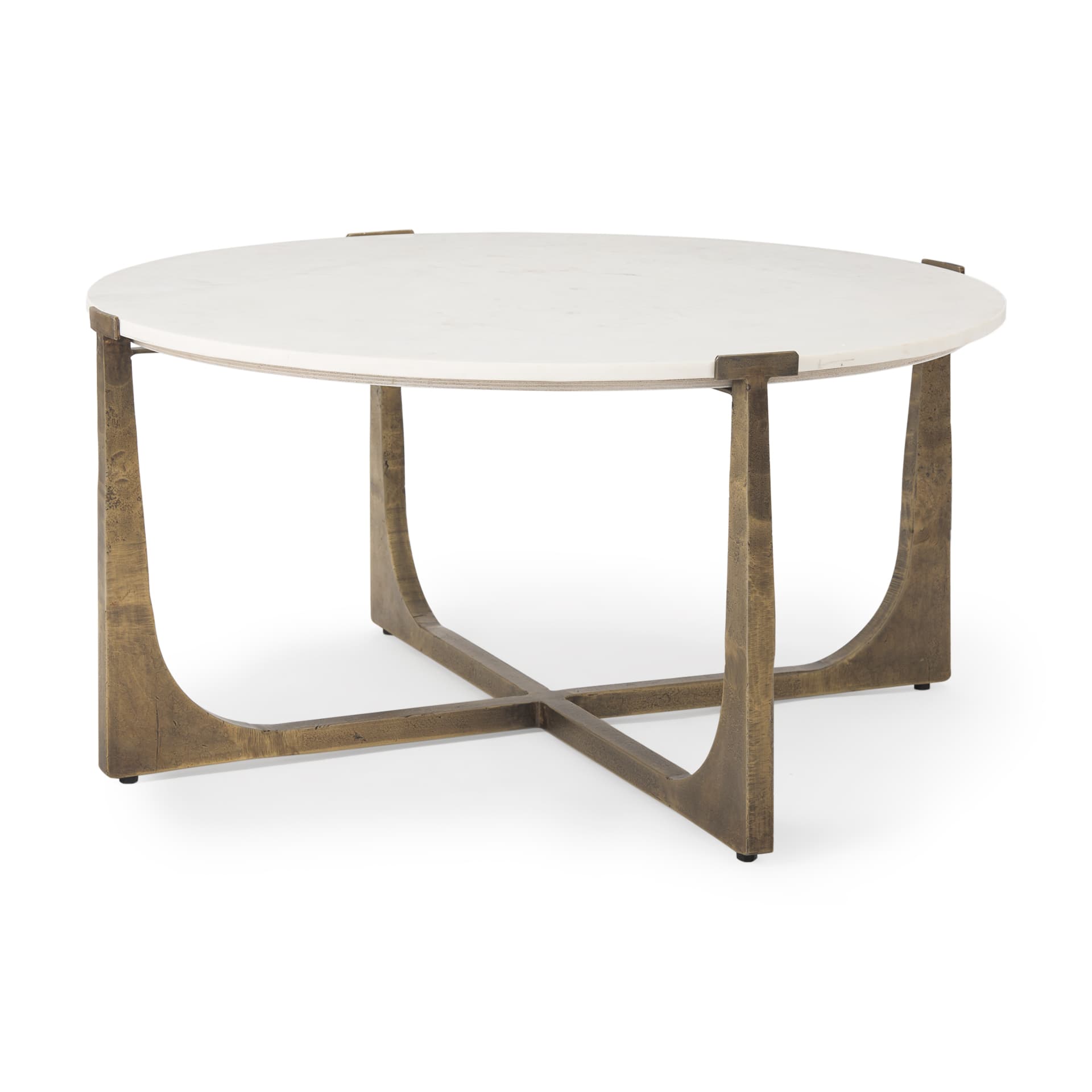 Atticus Marble and Antiqued Gold Metal Coffee Table — product photograph