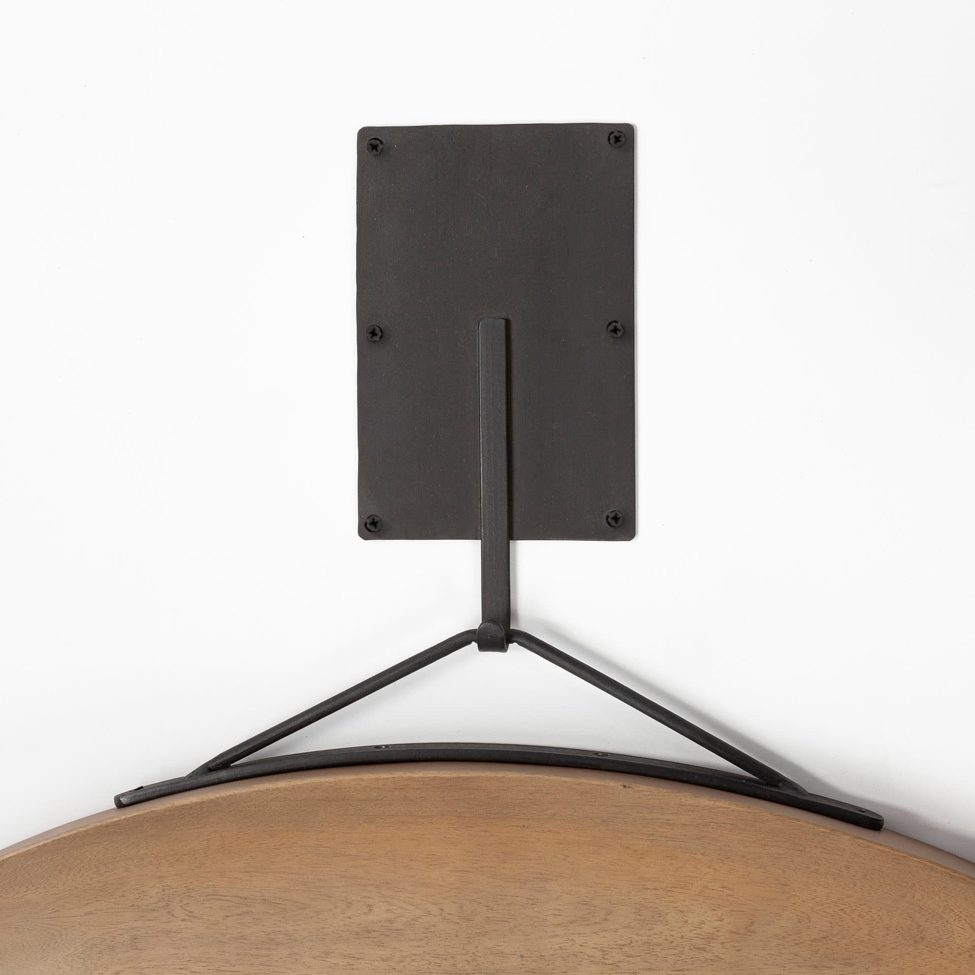 Avram 43.5" Round Brown Wood Frame Mirror — product photograph