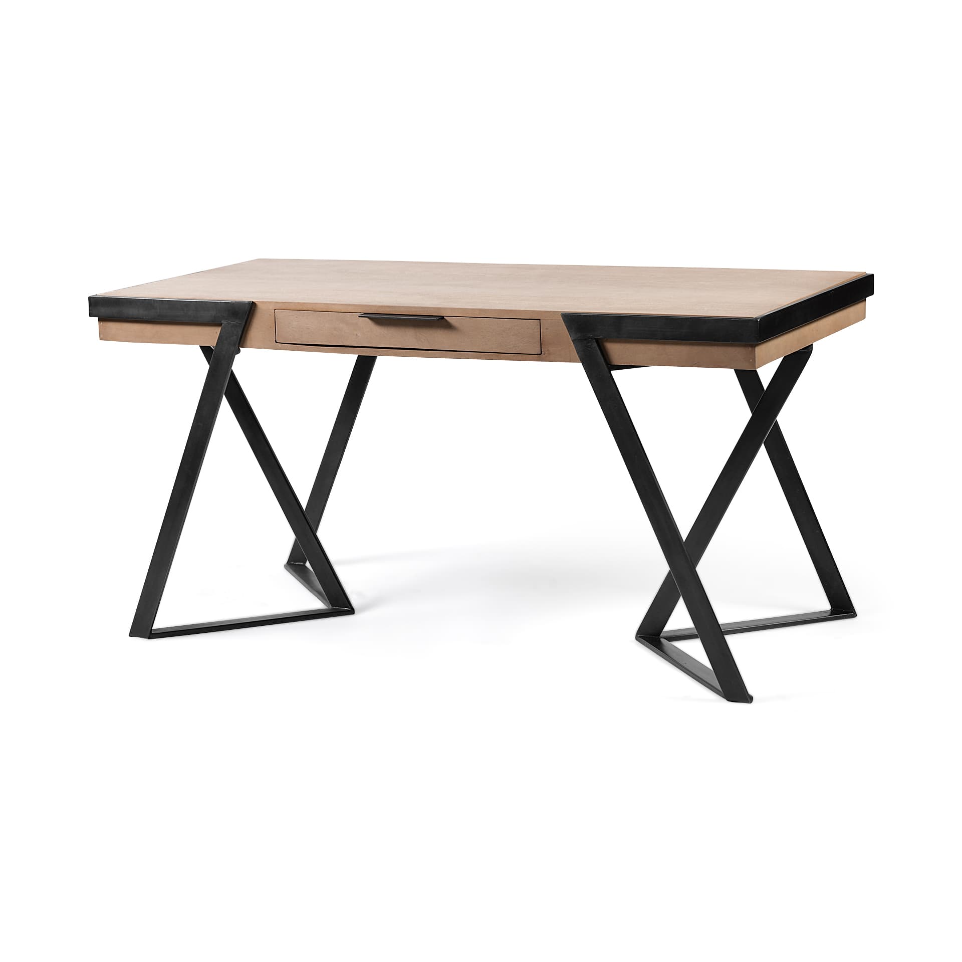 Steinbeck 61L x 28.75W x 30H Light Brown Wooden Iron Frame Office Desk — product photograph