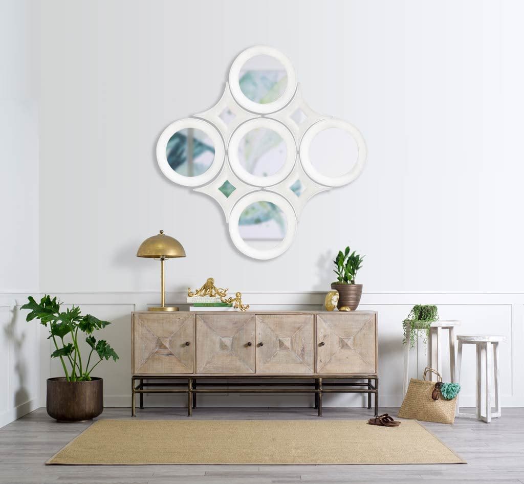 Amphion 16.5x16.5 Star Whitewashed Wood Frame Mirror — product photograph