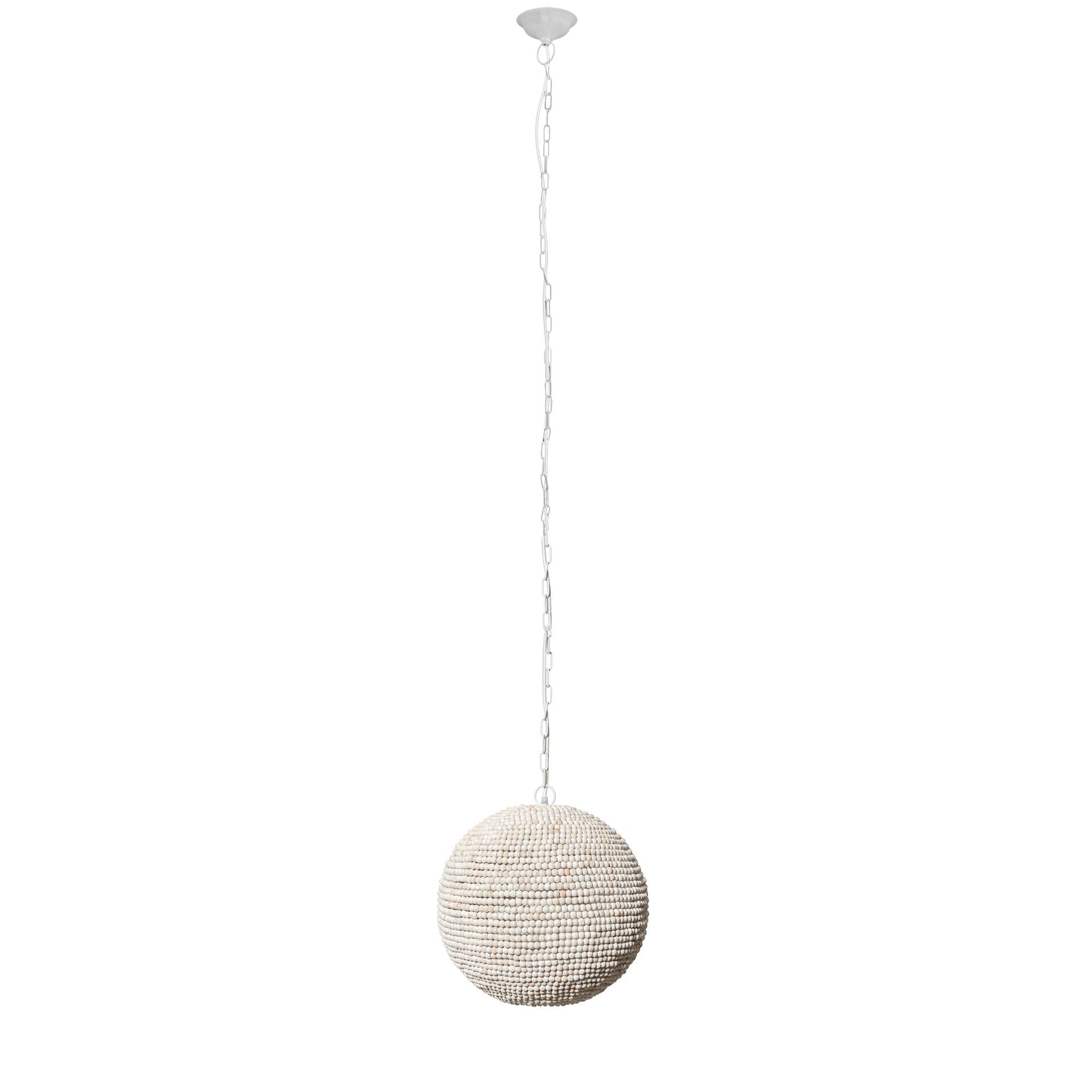 Theta 15.5x14.5 White-Washed Wood Beaded Pendant Light — product photograph