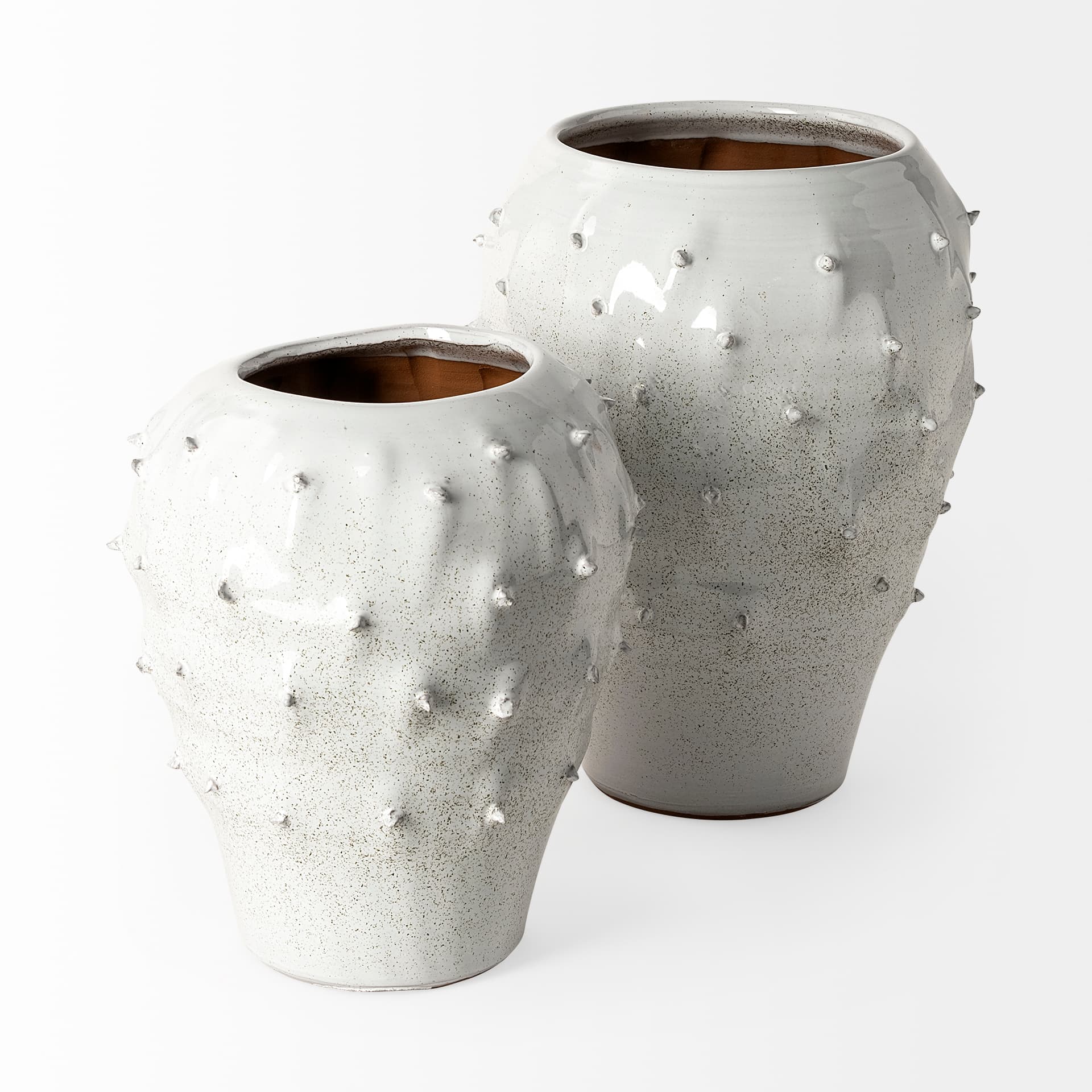 Julian Large Glossy White Ceramic Spoked Vase — product photograph