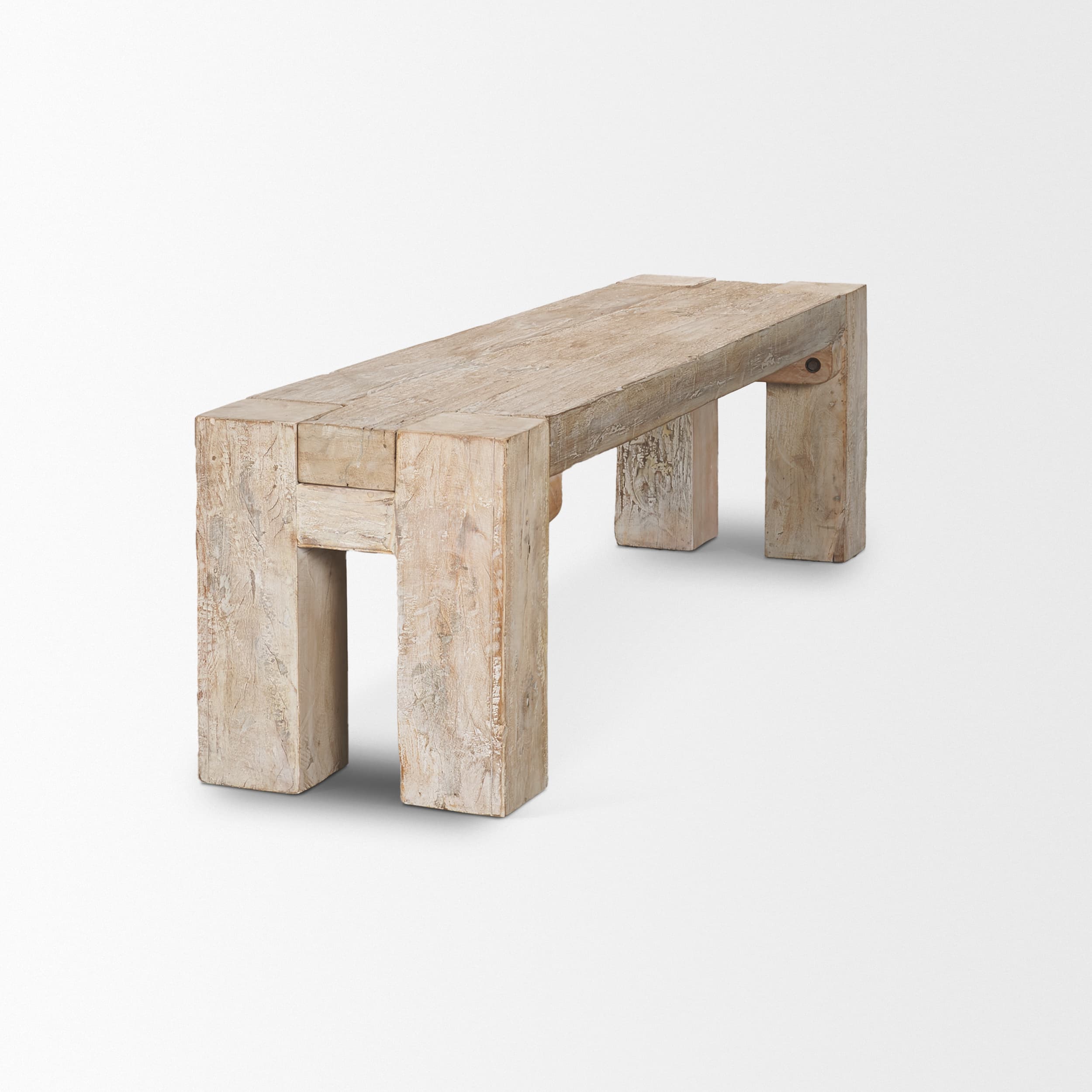 McArthur 64" Whitewash Reclaimed Wood Bench — product photograph