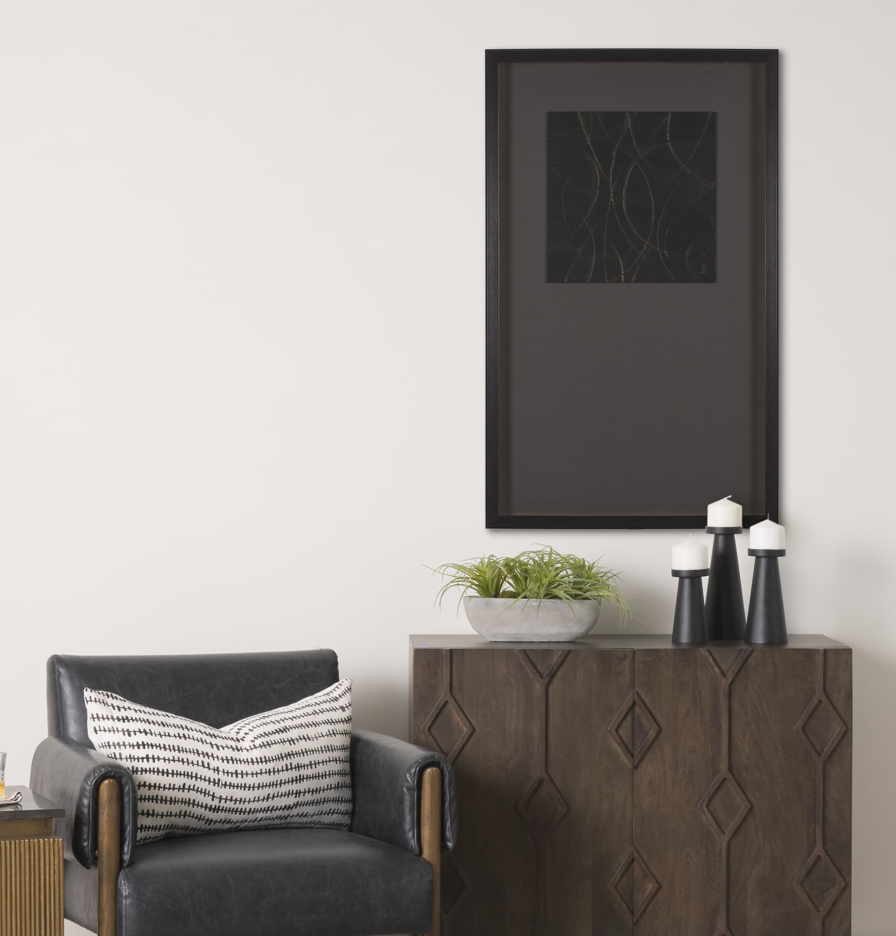 Bronze Meandera by Studio M a handmade Original Framed Artwork under Glass — in a styled room