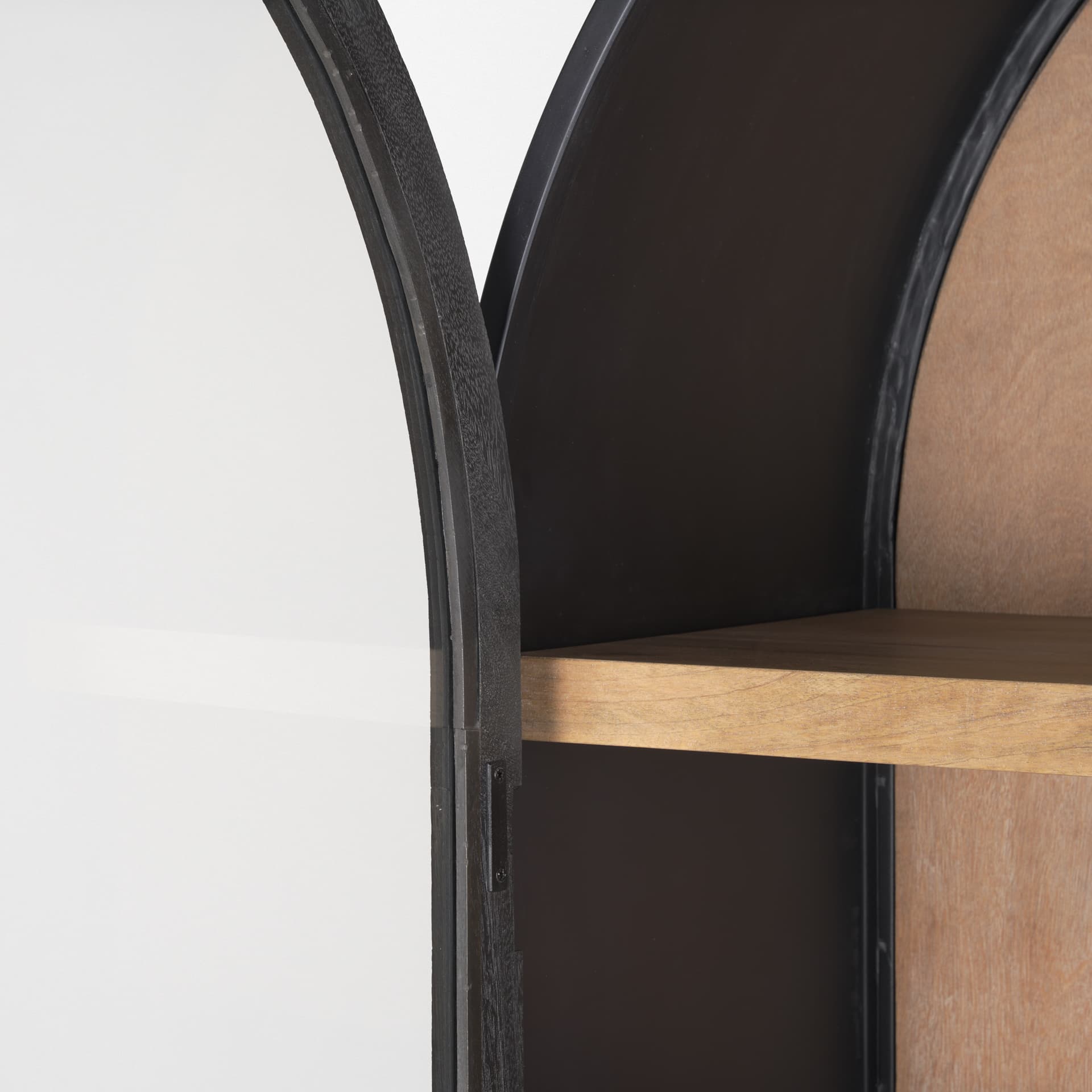 Sloan 42W x 80H Black Wood W/Black Metal Frame Arched Cabinet — product photograph