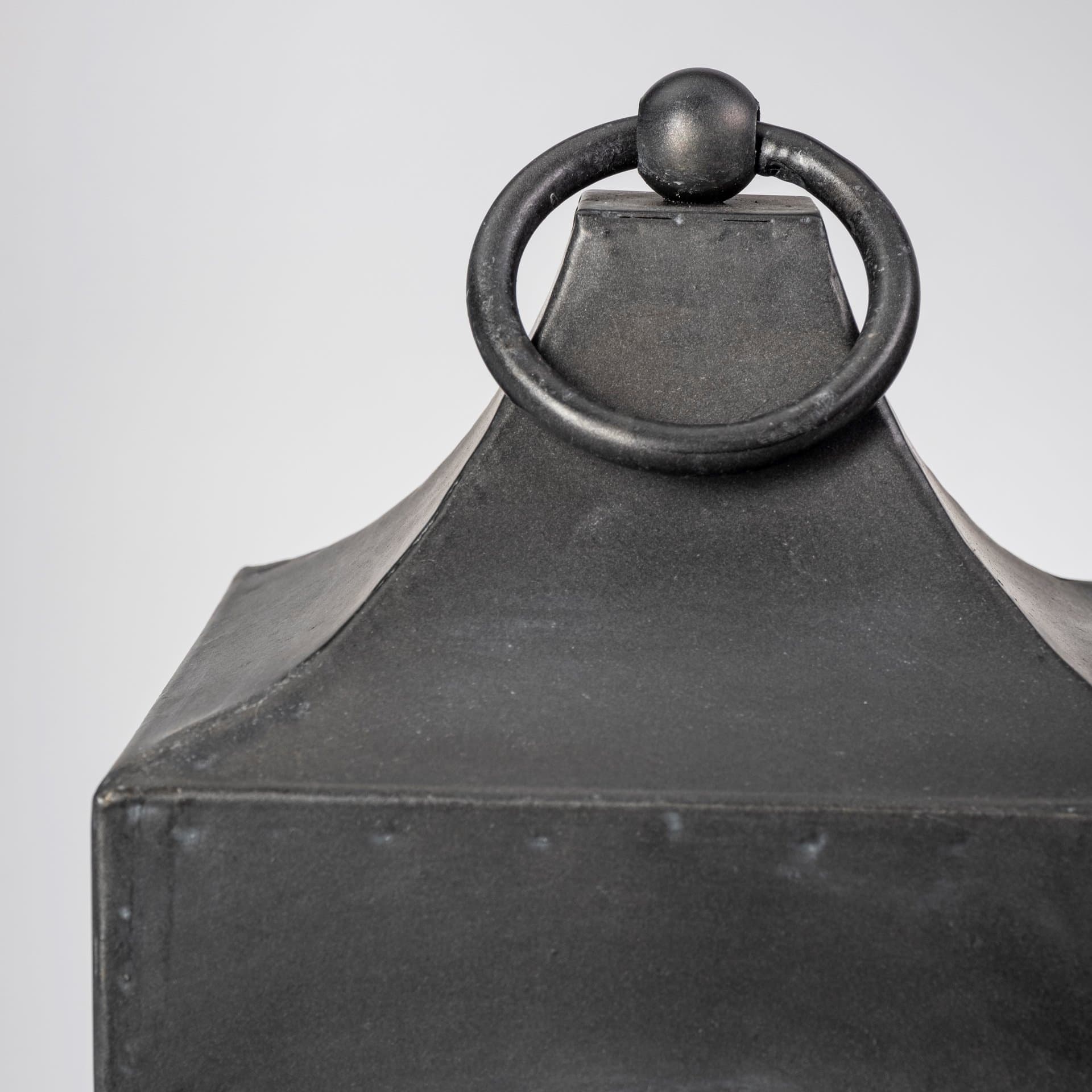 Ina Short Charcoal Metal Candle Holder Lantern — product photograph