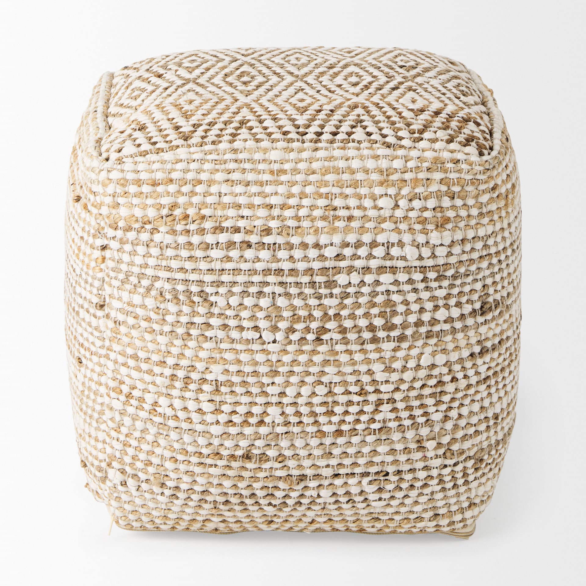 Ekani 16.0L x 16.0W x 16.0H Cream/Beige Cotton Pouf — product photograph