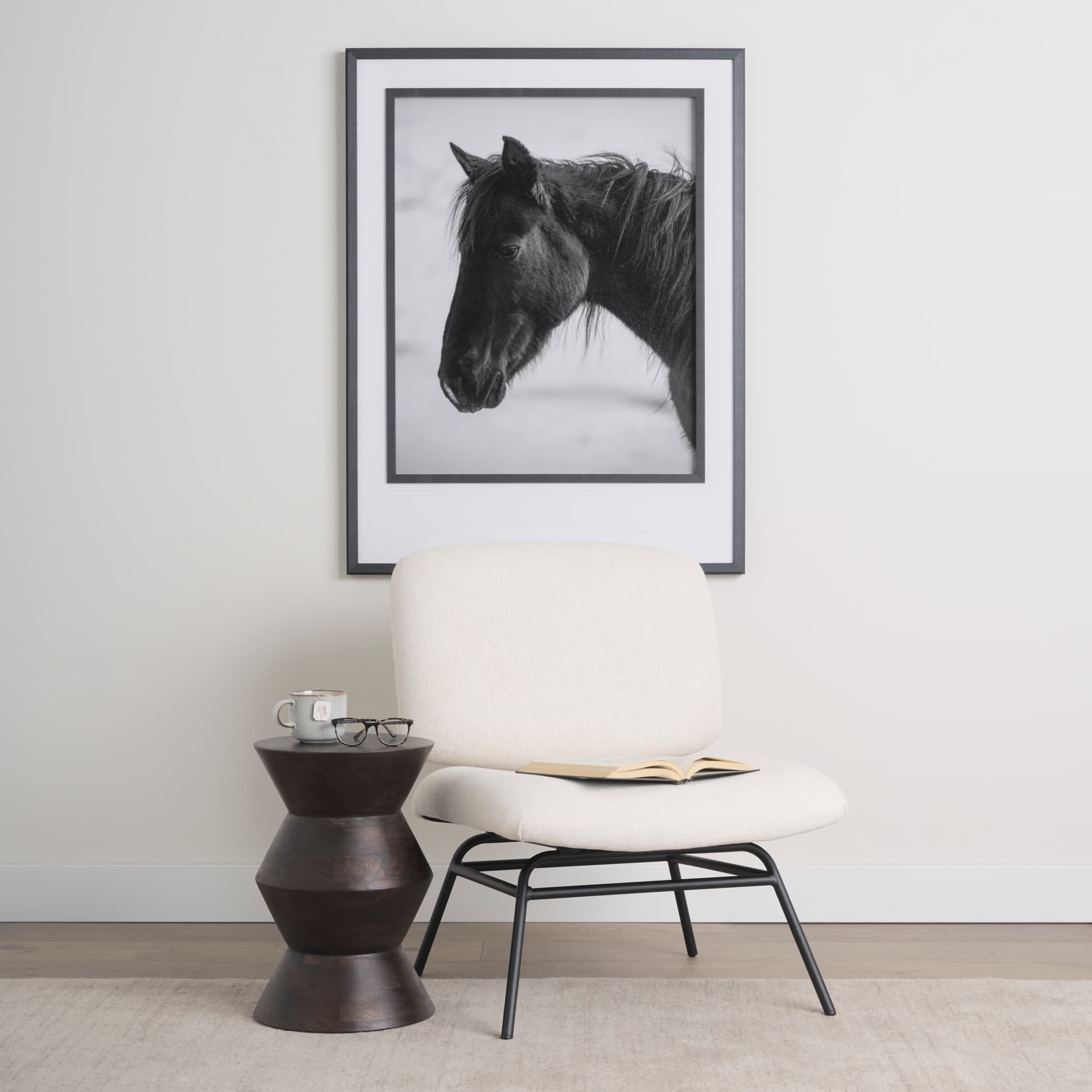 Odessa Dark Brown Wood Accent Table — in a styled room