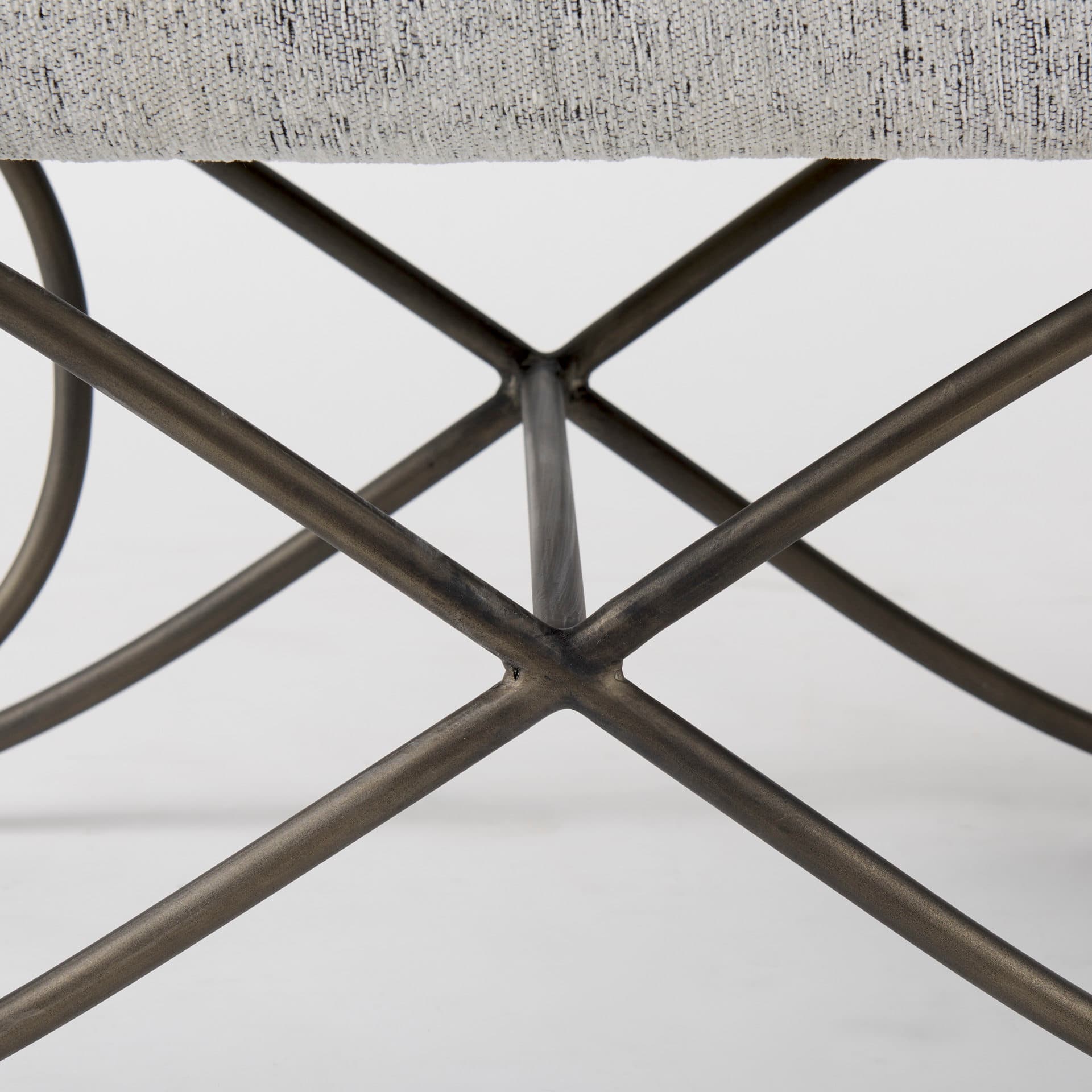 Ayla 55L x 17.6W x 18H Dark Gray Fabric Seat W/ Dark Nickel Metal Frame Bench — product photograph
