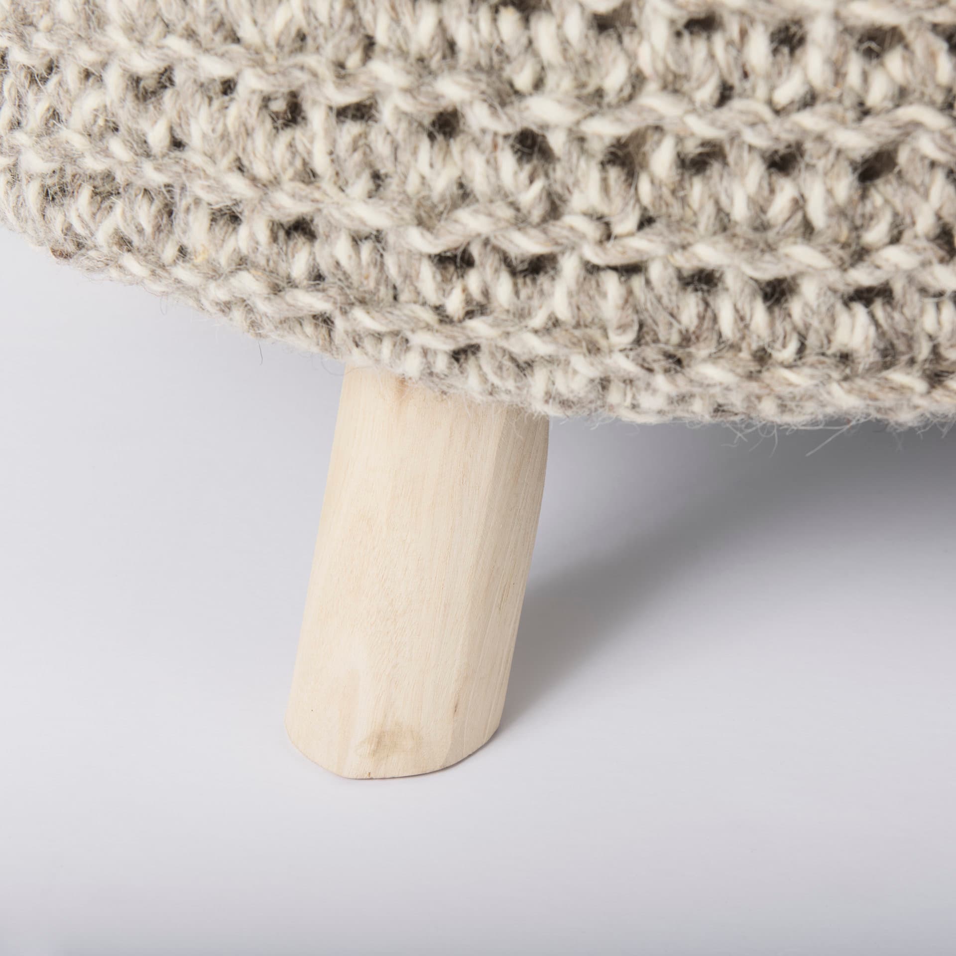 Bina 24.0L x 24.0W x 14.0H Light Gray 4 Legged Wool Stool — product photograph