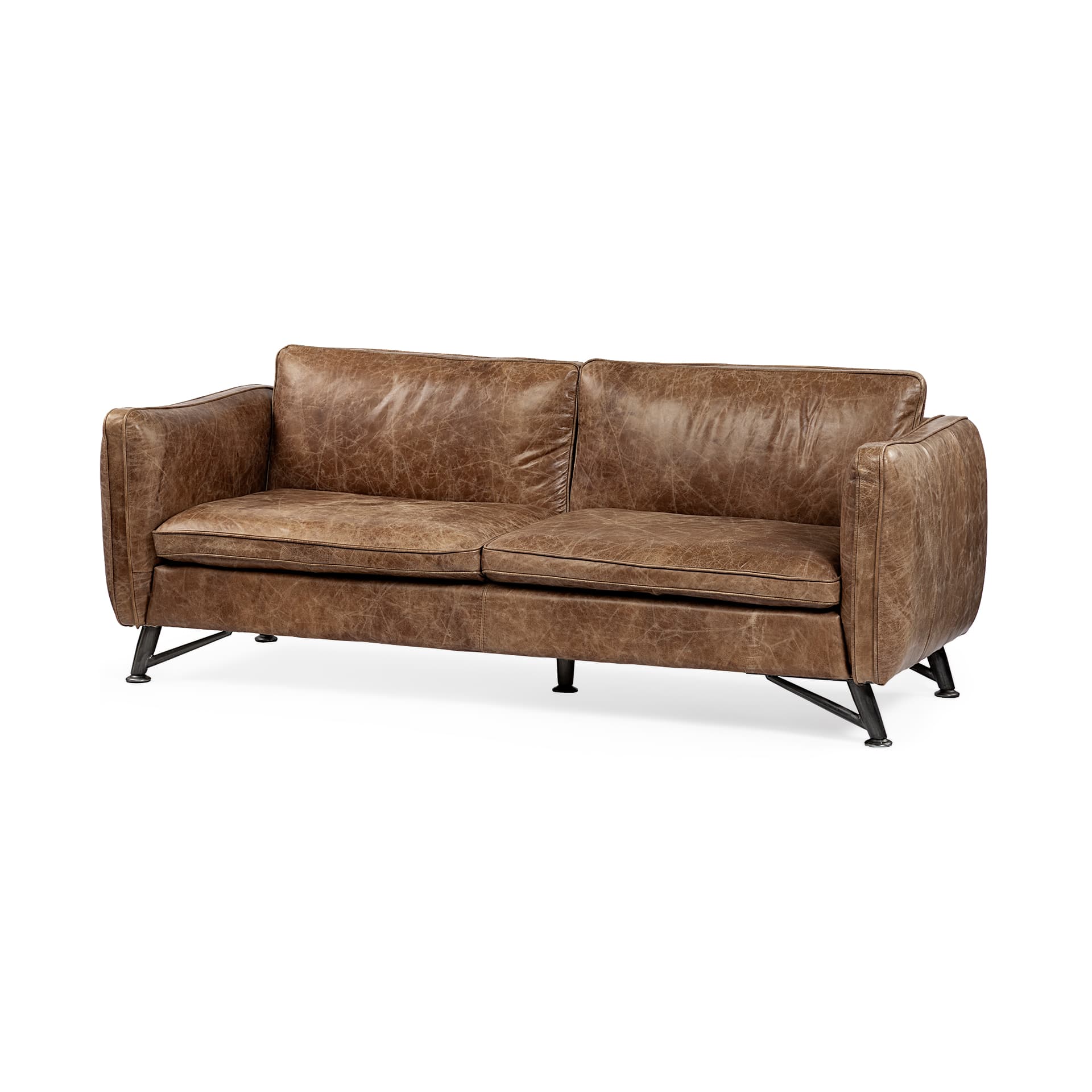 Cobain I 84" Brown Leather Two Seater Sofa — product photograph