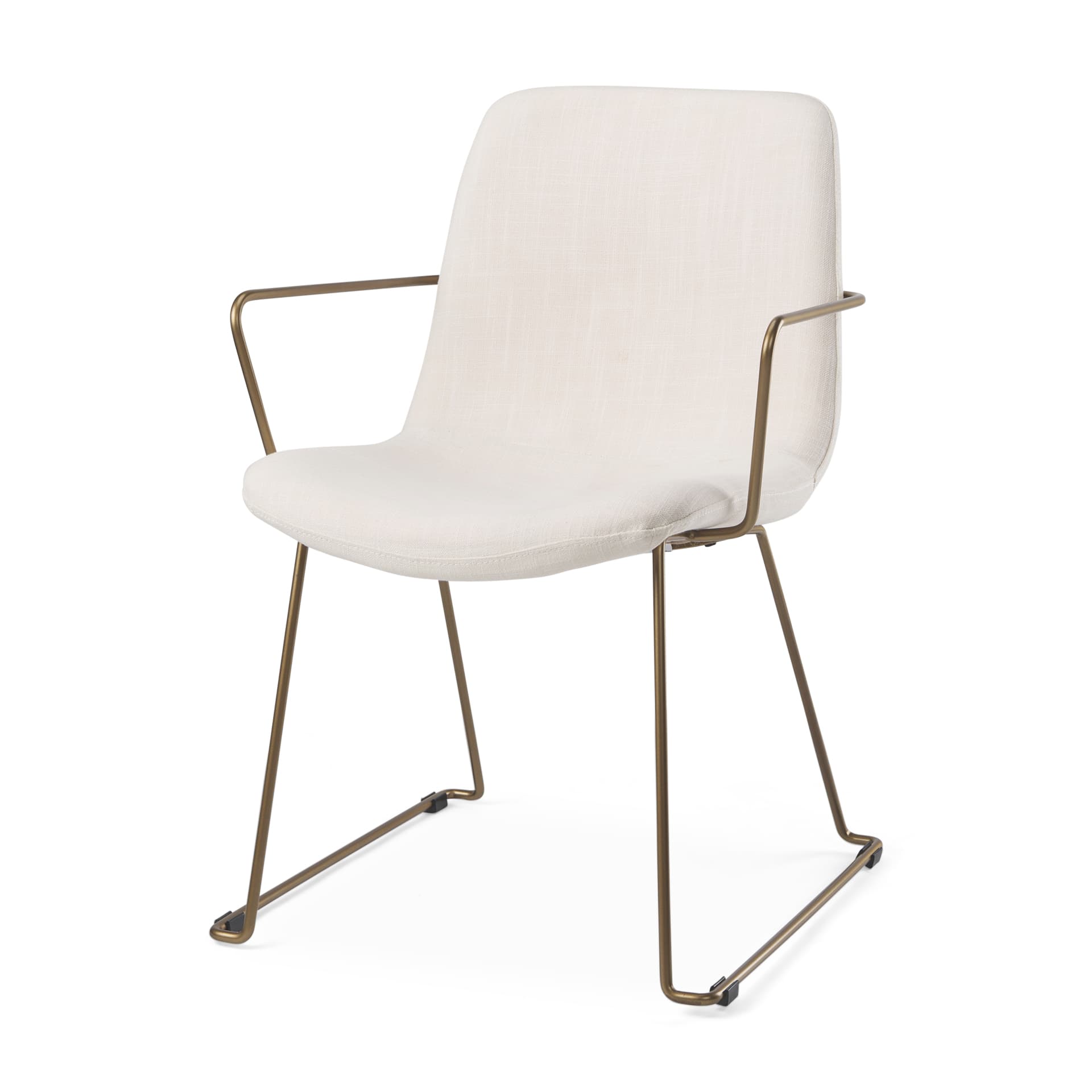 Sawyer Solid Back Dining Side Chair | Cream Fabric w/ Gold Metal — product photograph