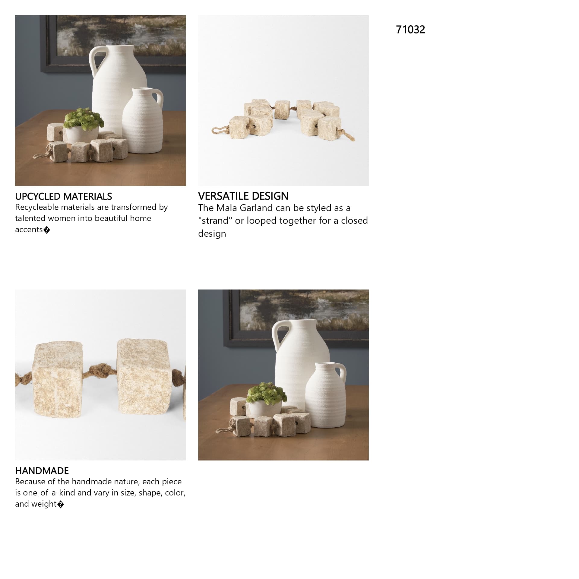 Mala Beige Paper Mache Cube Garland — in a styled room